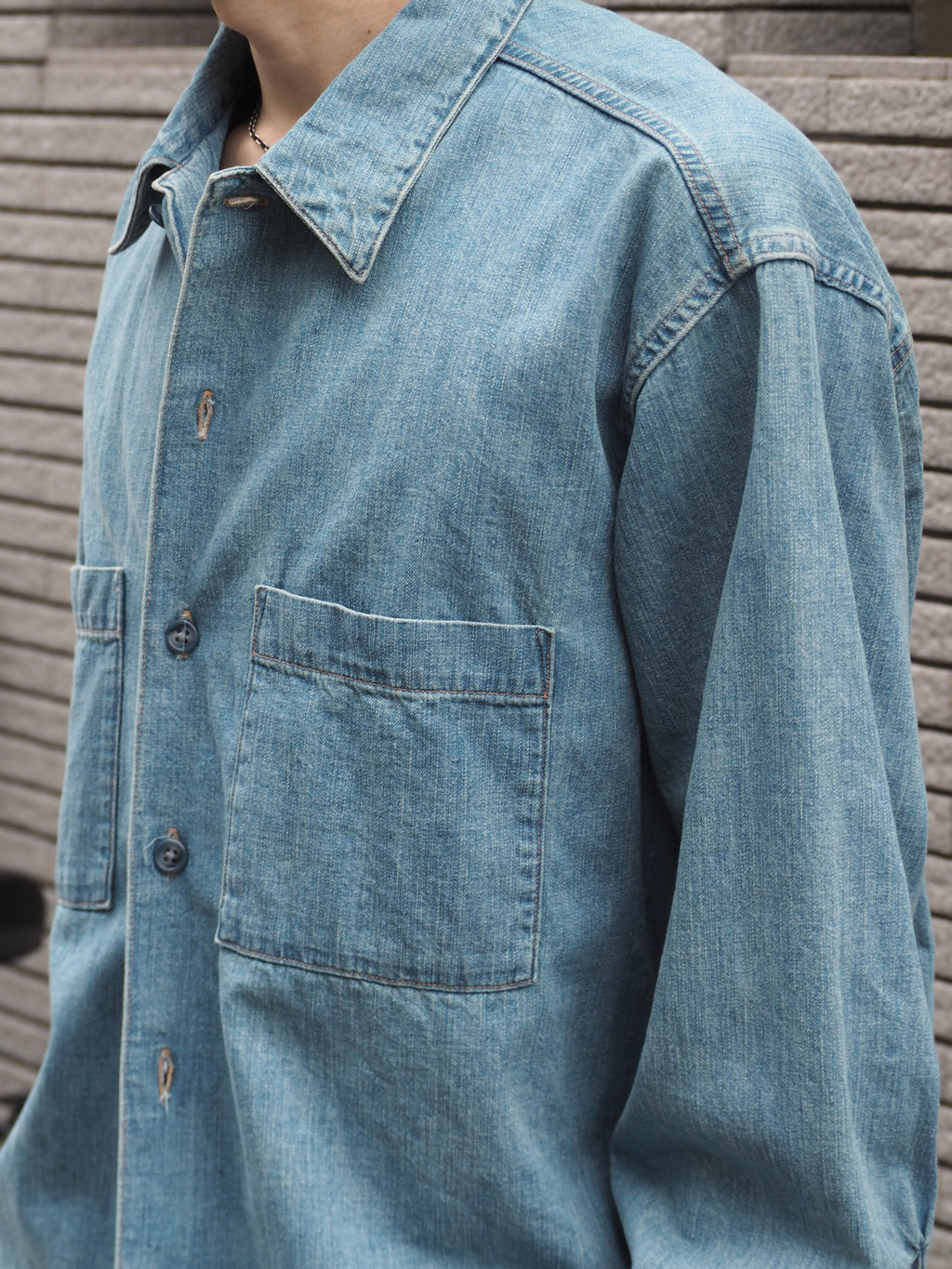 superNova. Denim big shirt - Old vintage wash / Light indigo