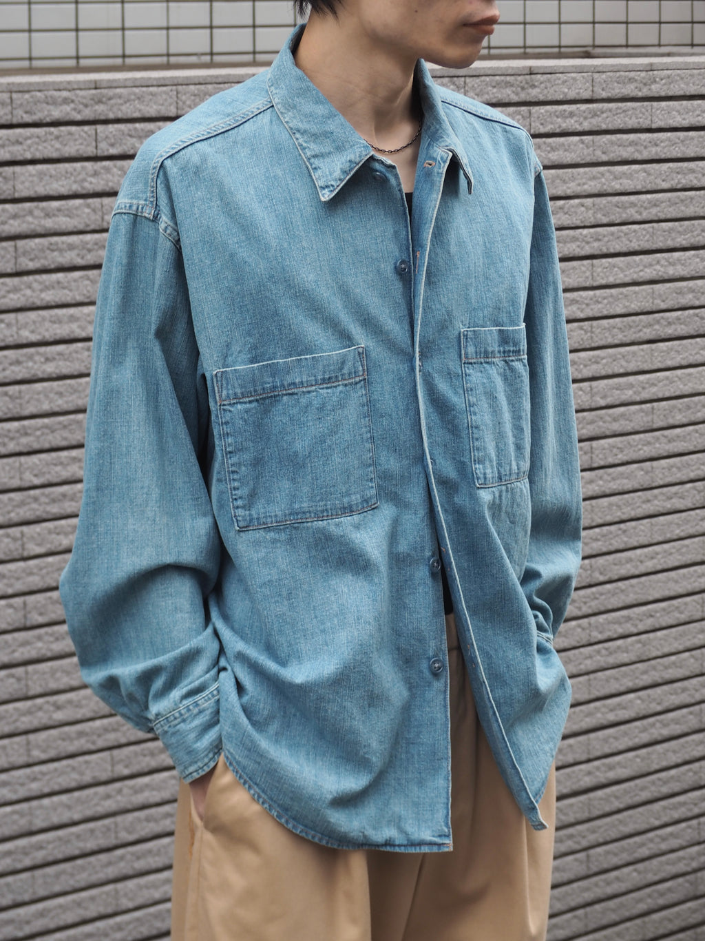 superNova. Denim big shirt - Old vintage wash / Light indigo