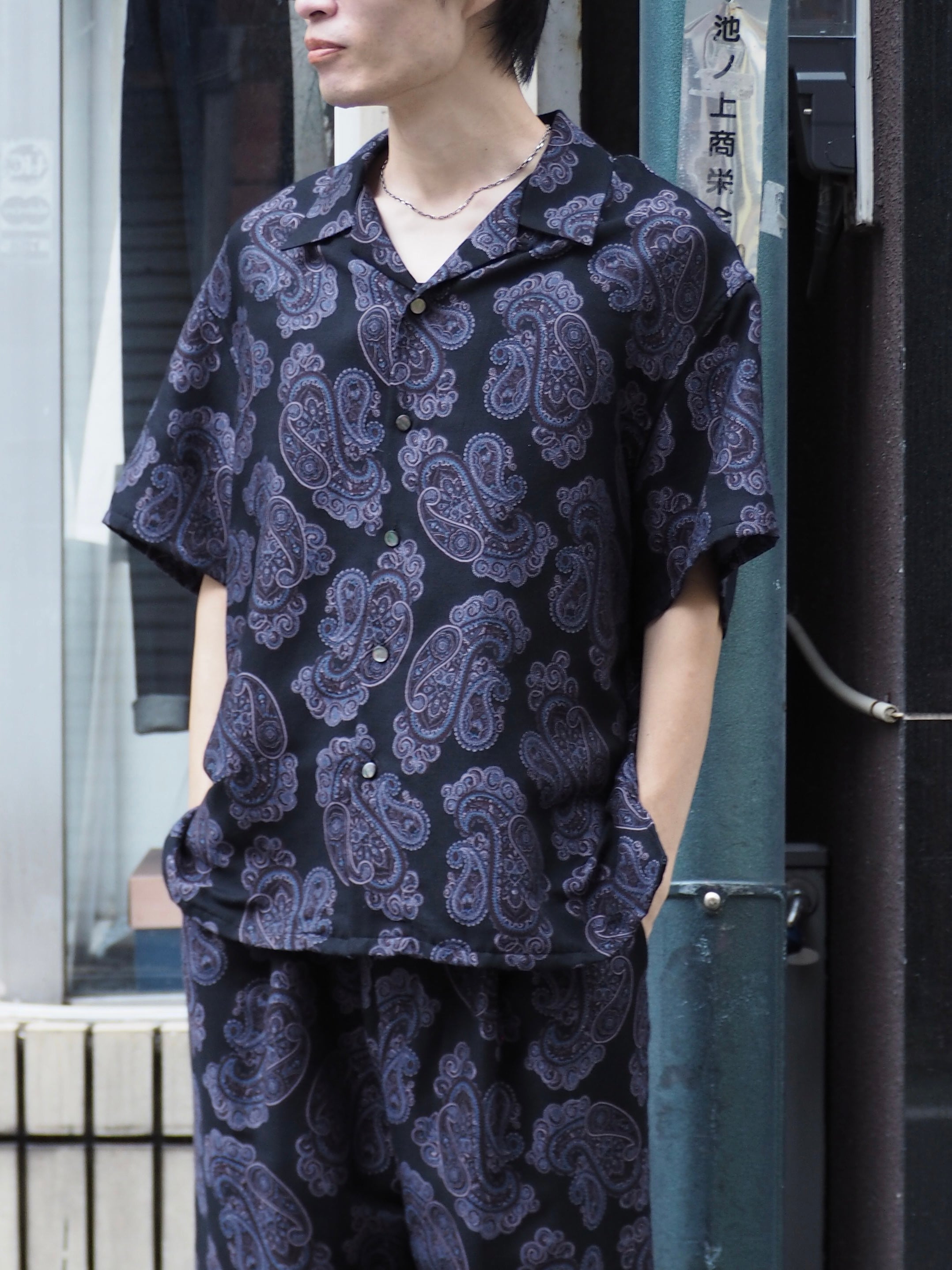 superNova. Aloha shirt - Sprinkled paisley jacquard / Black