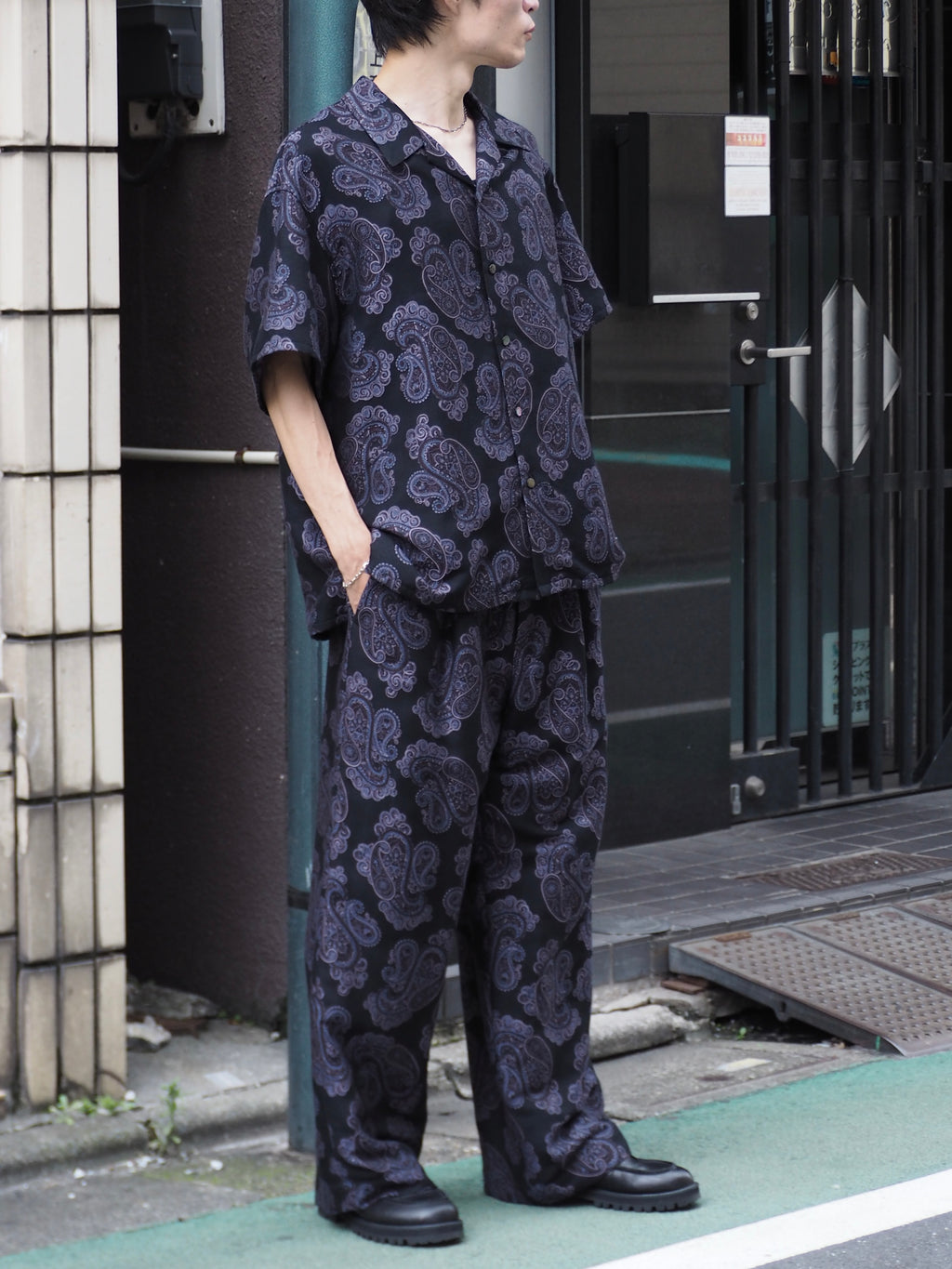 superNova. Aloha shirt - Sprinkled paisley jacquard / Black