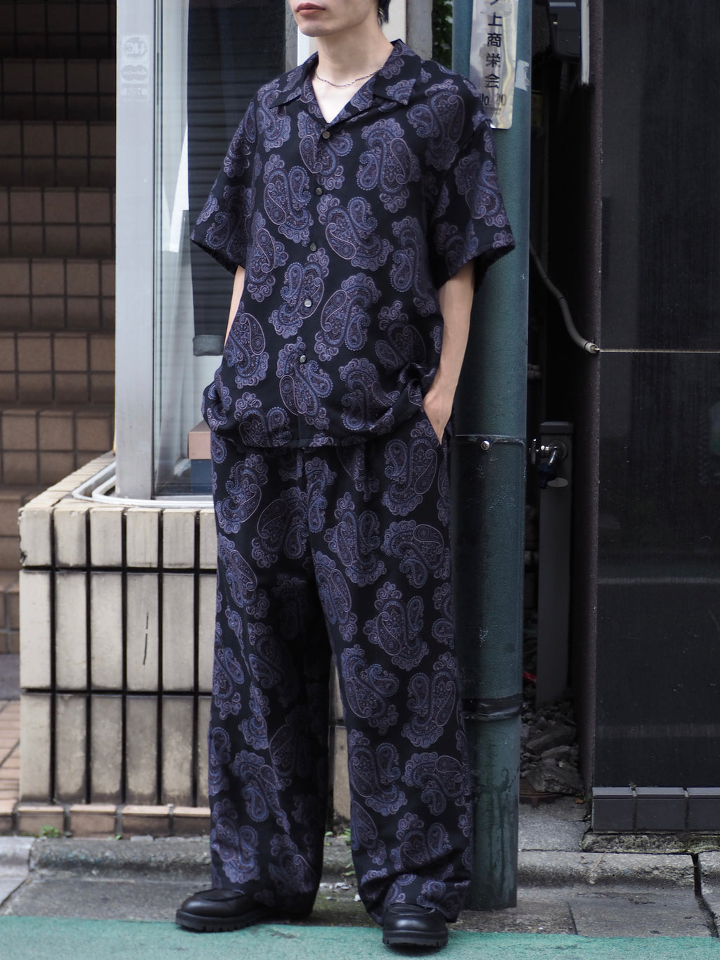 superNova. Aloha shirt - Sprinkled paisley jacquard / Black