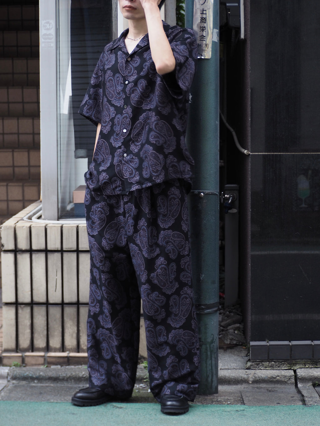 superNova. Wide easy pants - Sprinkled paisley jacquard / Black