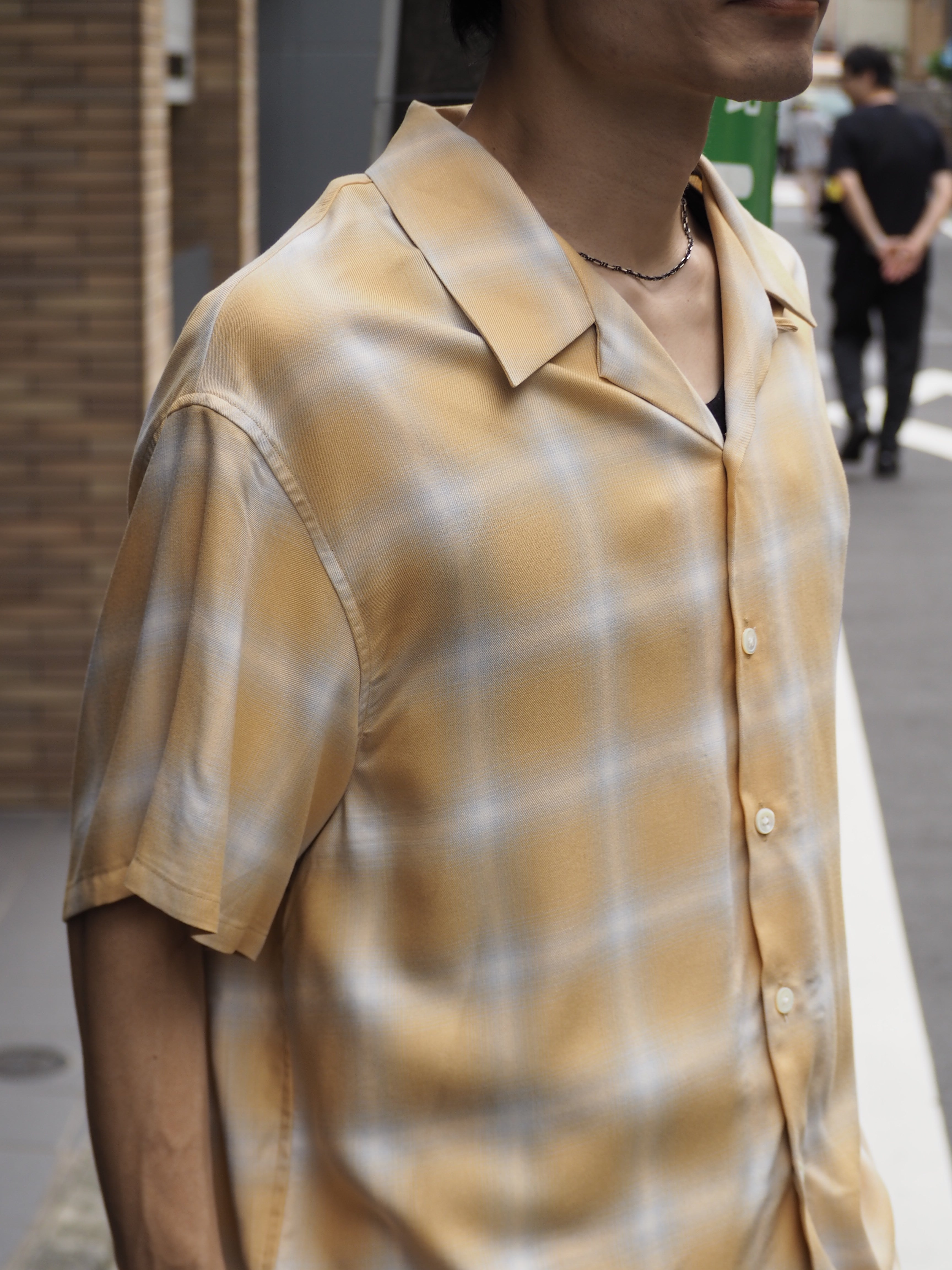 superNova. Aloha shirt - Ombre check / Yellow×Natural