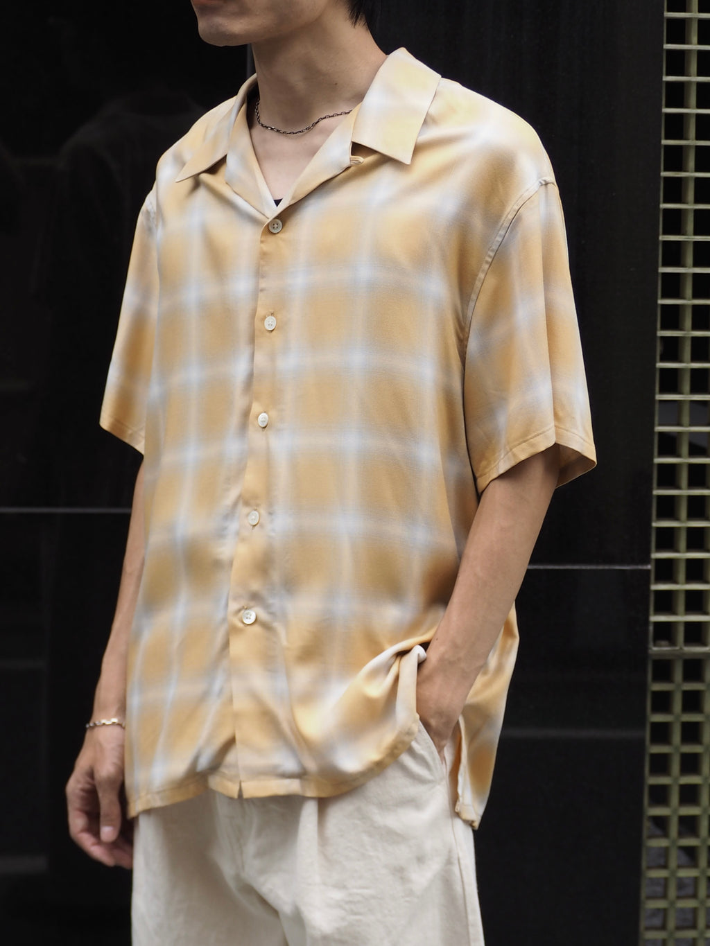 superNova. Aloha shirt - Ombre check / Yellow×Natural