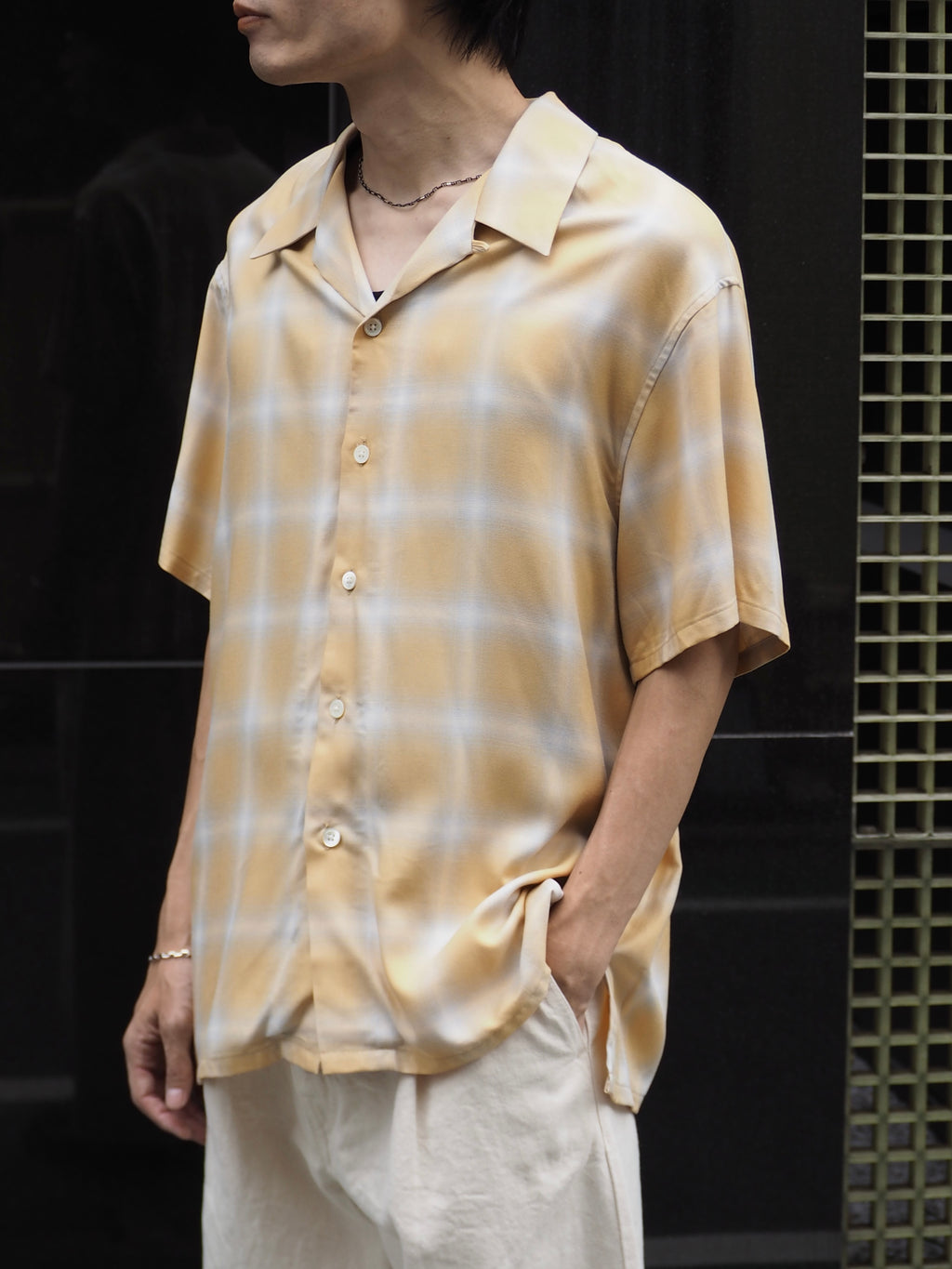 superNova. Aloha shirt - Ombre check / Yellow×Natural