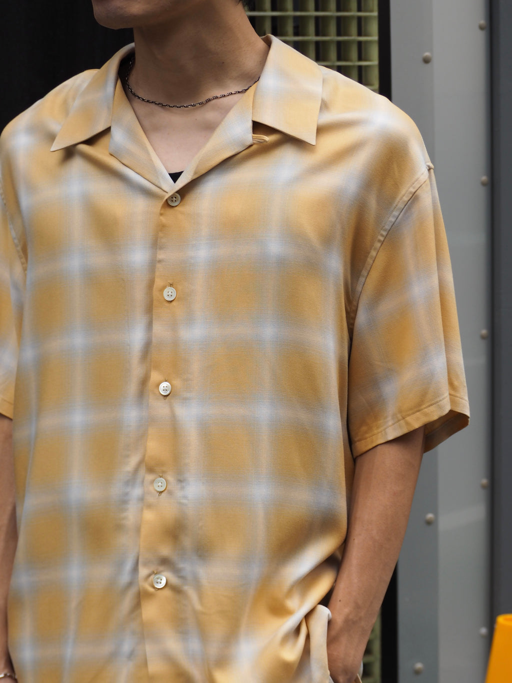 superNova. Aloha shirt - Ombre check / Yellow×Natural