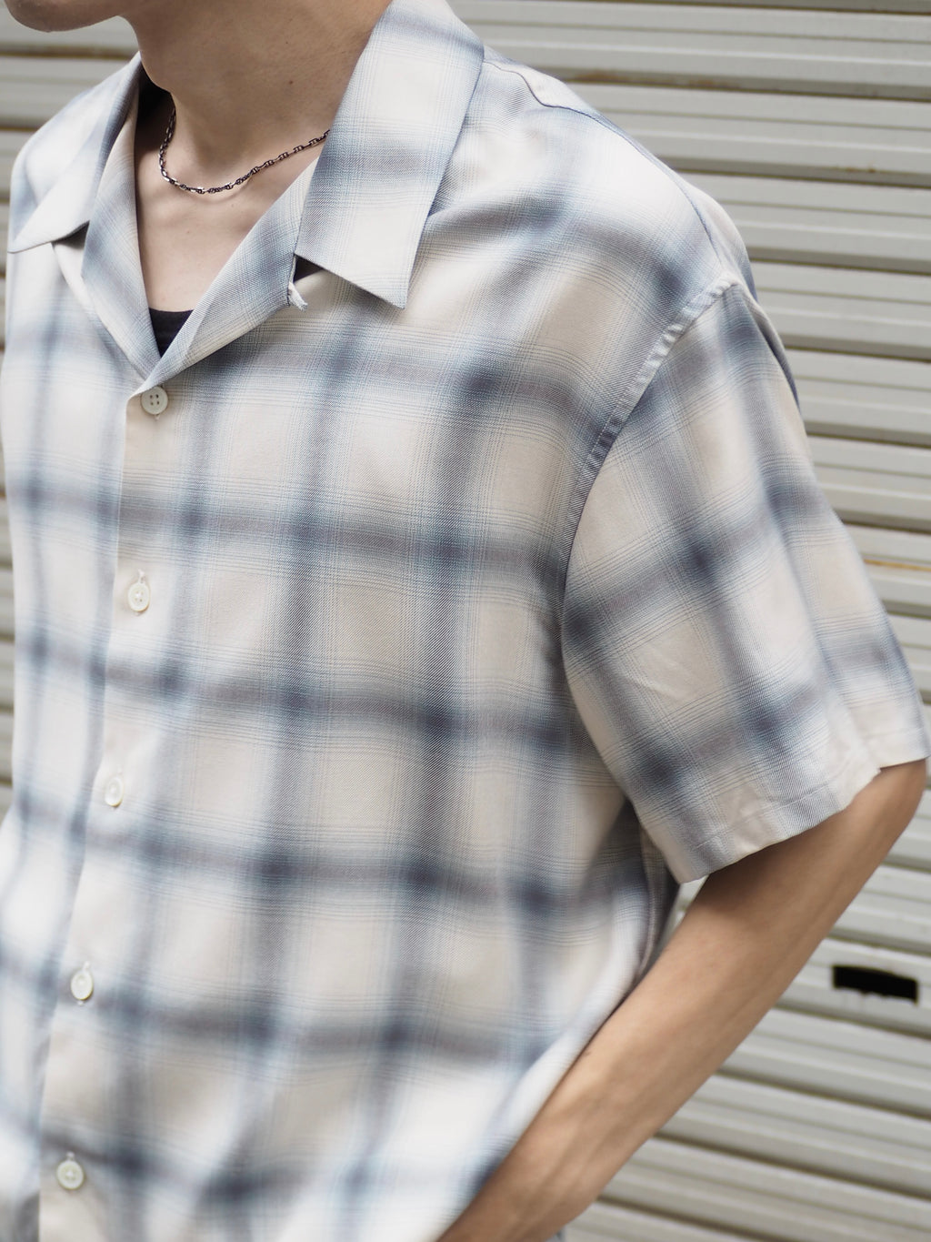 superNova. Aloha shirt - Ombre check / Navy×Natural