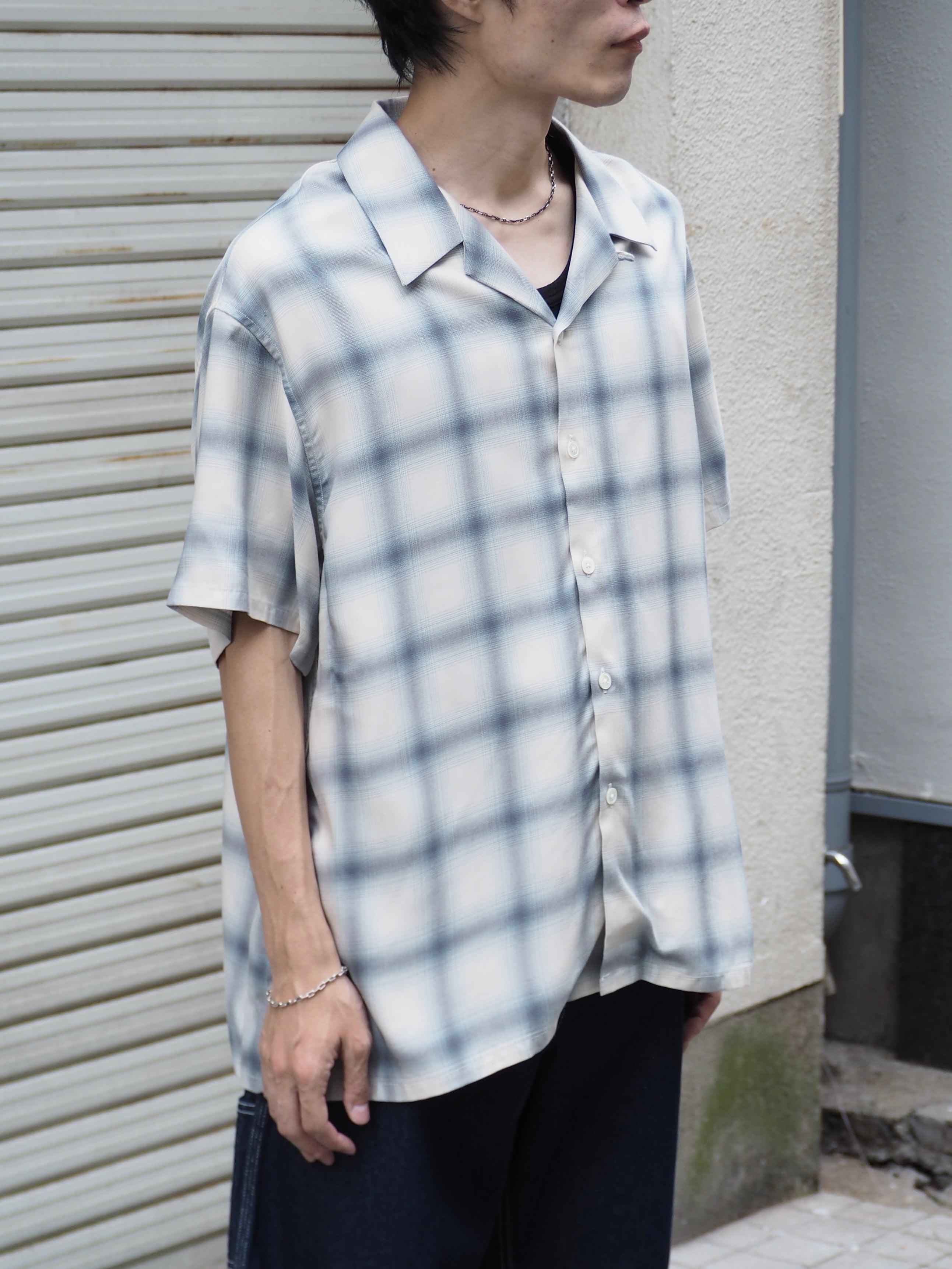 superNova. Aloha shirt - Ombre check / Navy×Natural