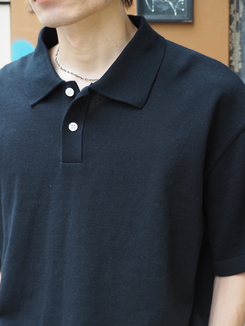 superNova. Knit polo - Cotton linen / Black
