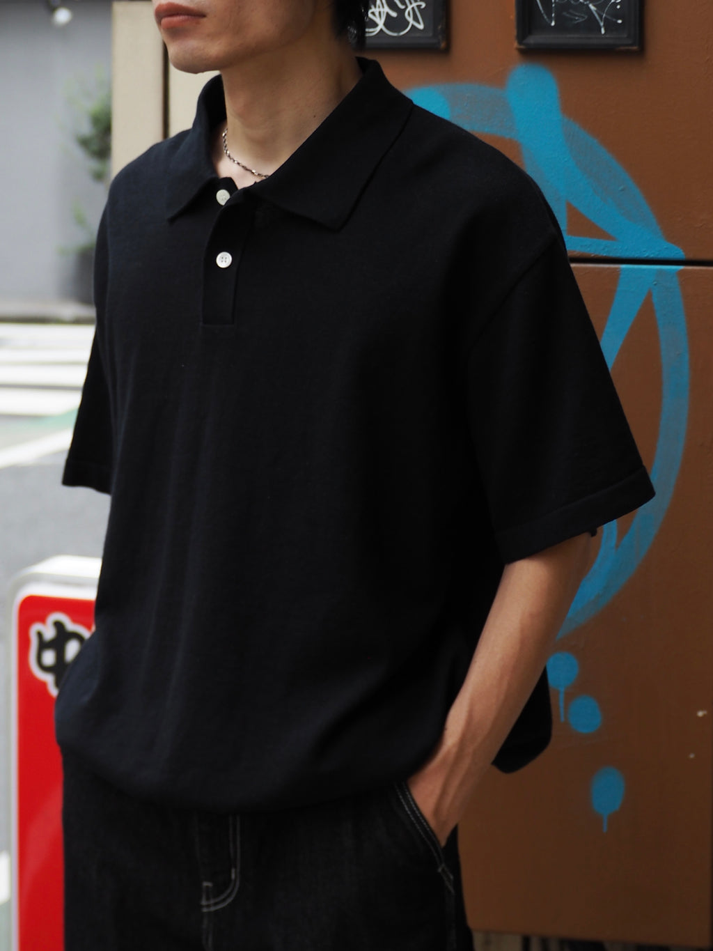 superNova. Knit polo - Cotton linen / Black