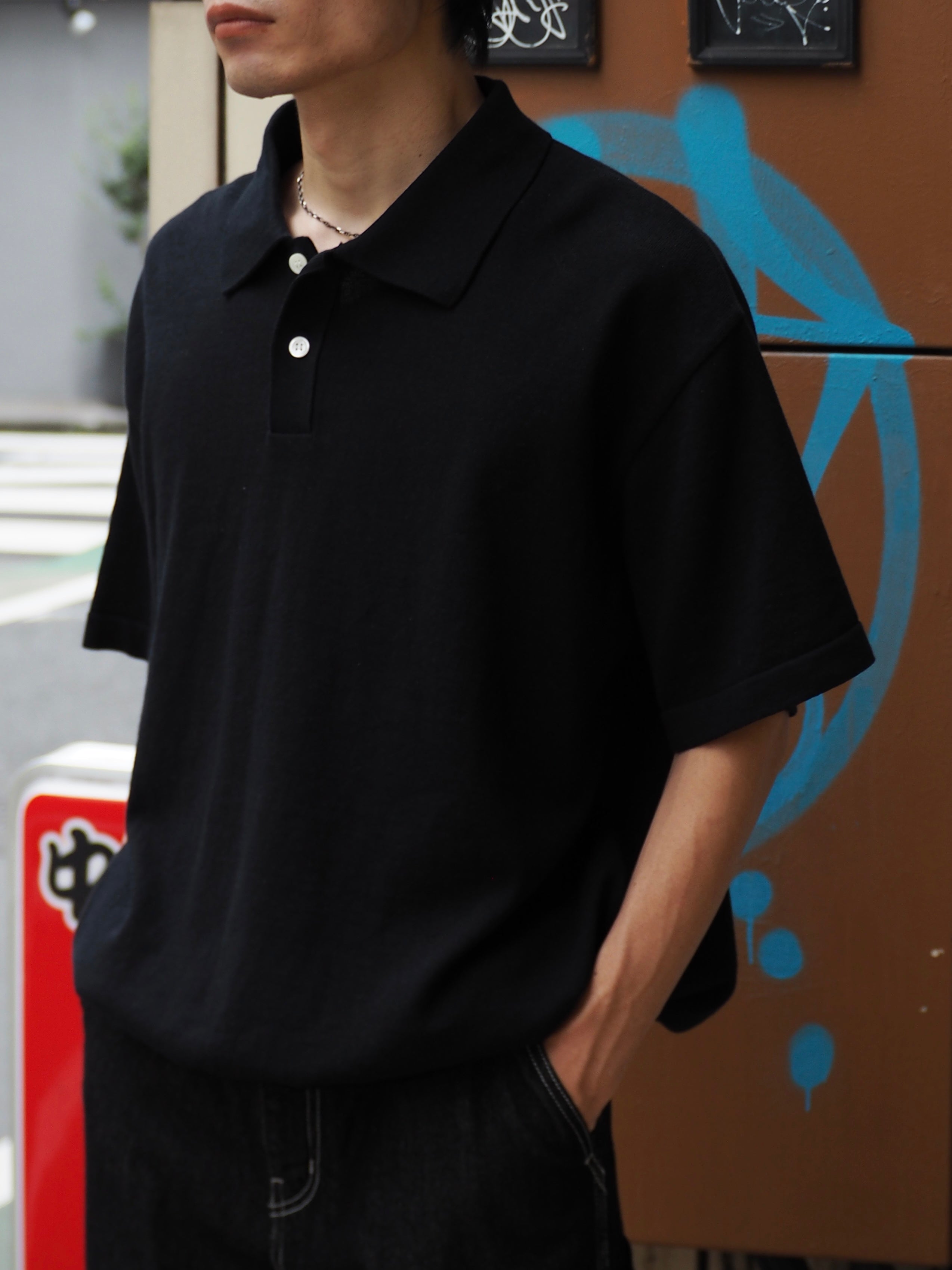 superNova. Knit polo - Cotton linen / Black