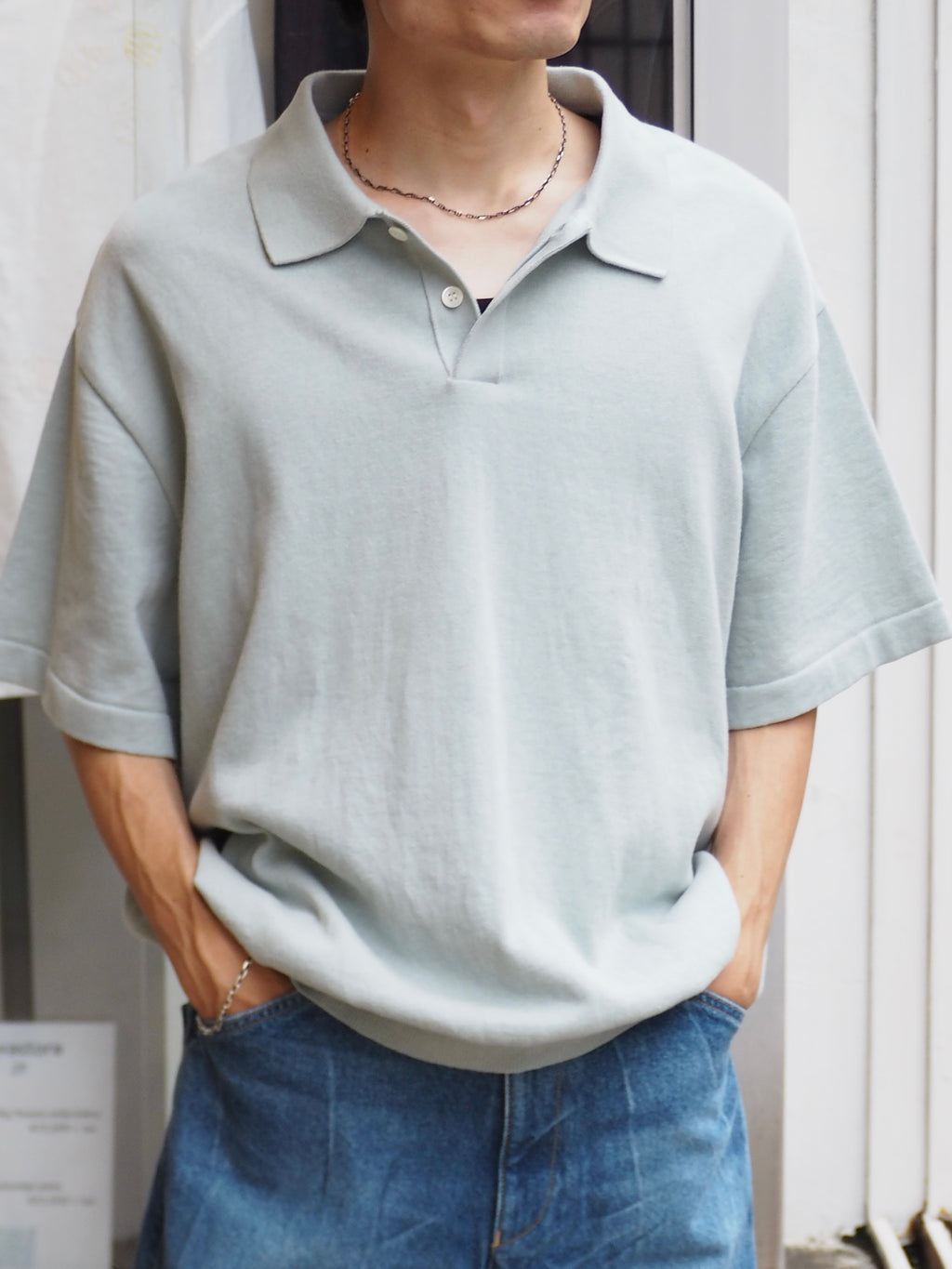 superNova. Knit polo - Cotton linen / Mint