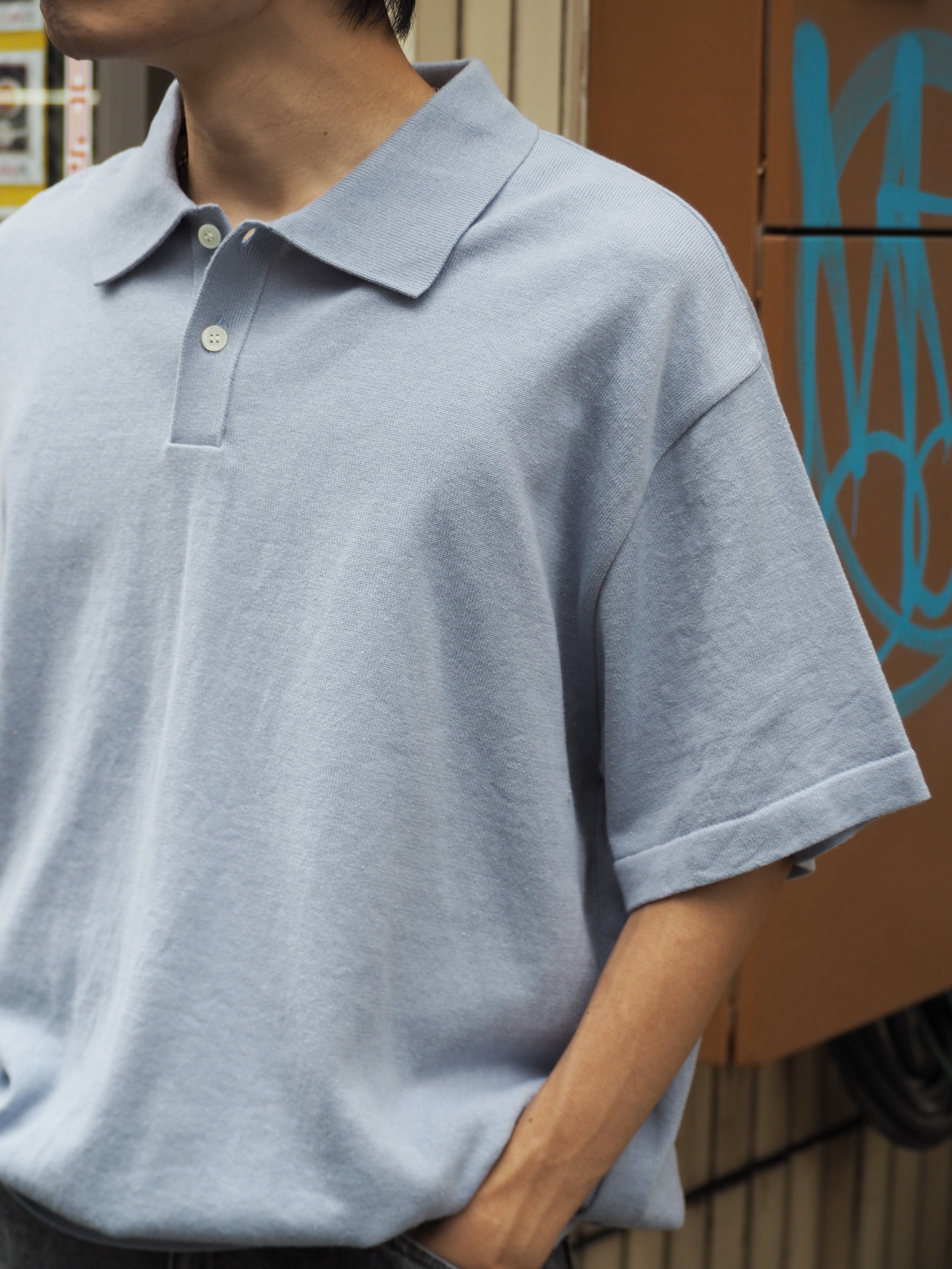 superNova. Knit polo - Cotton linen / Lavender