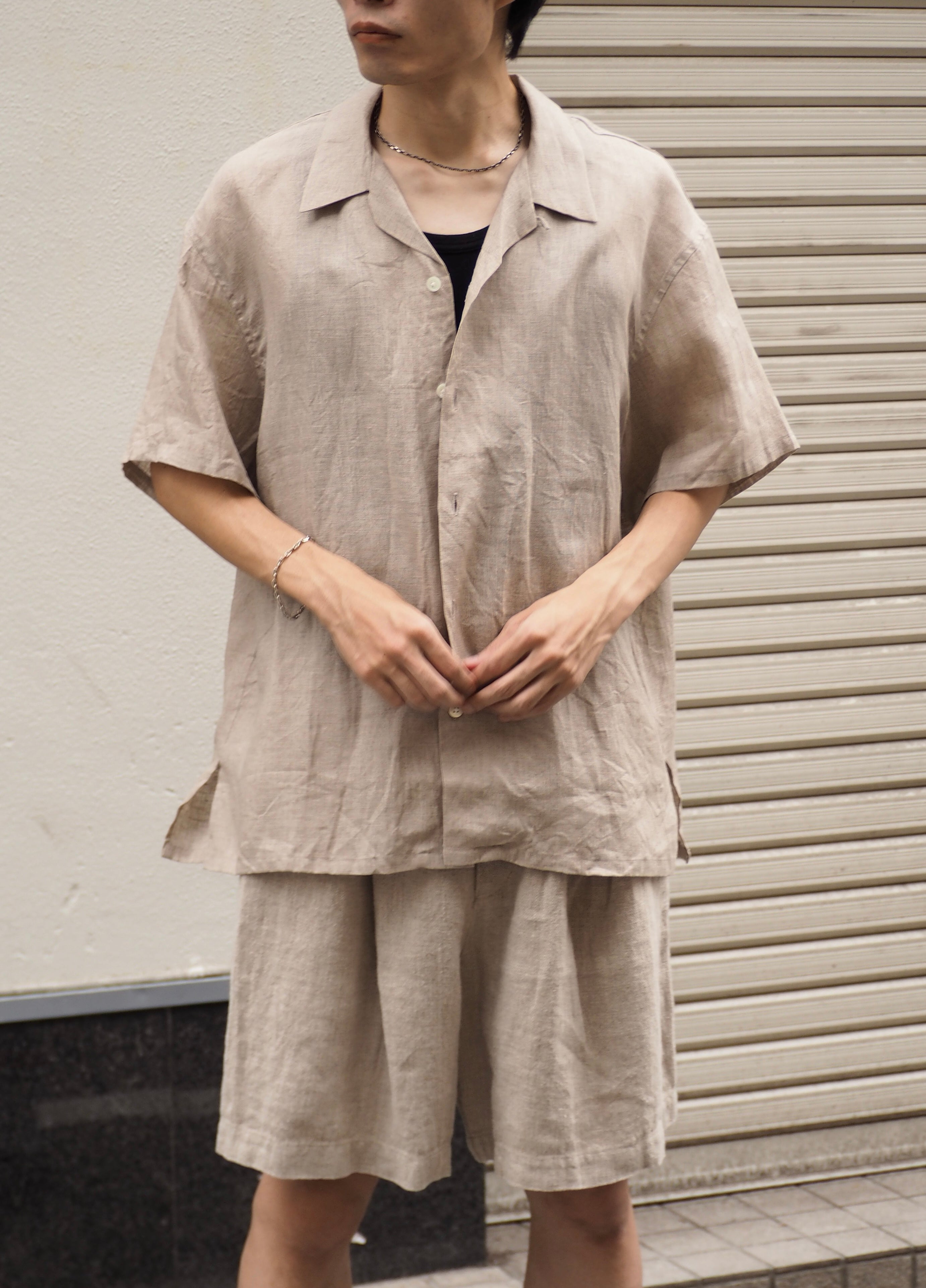 superNova. Box pleats wide shorts - Linen / Natural