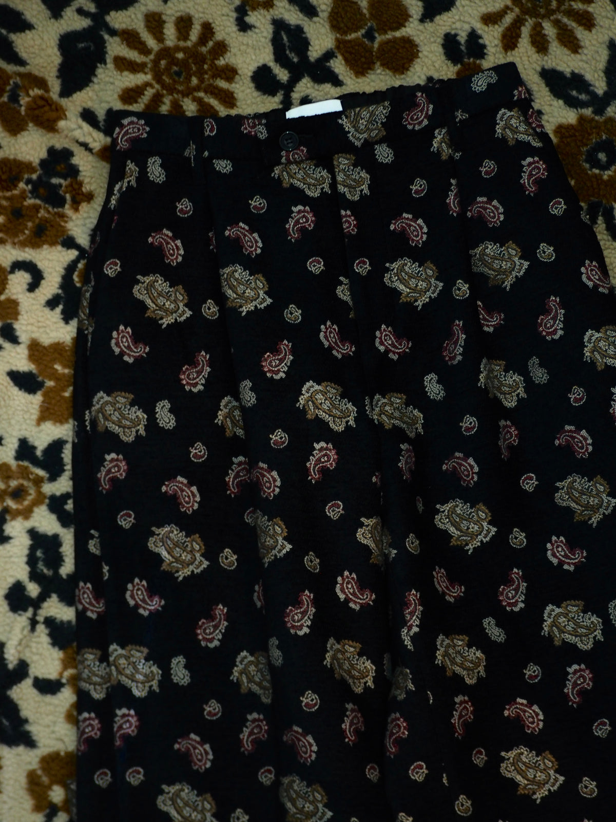 superNova. Velvet Jacquard Wide Utility Trousers / Black paisley