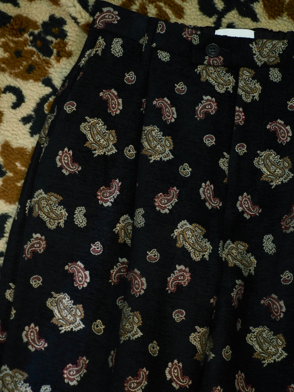 superNova. Velvet Jacquard Wide Utility Trousers / Black paisley