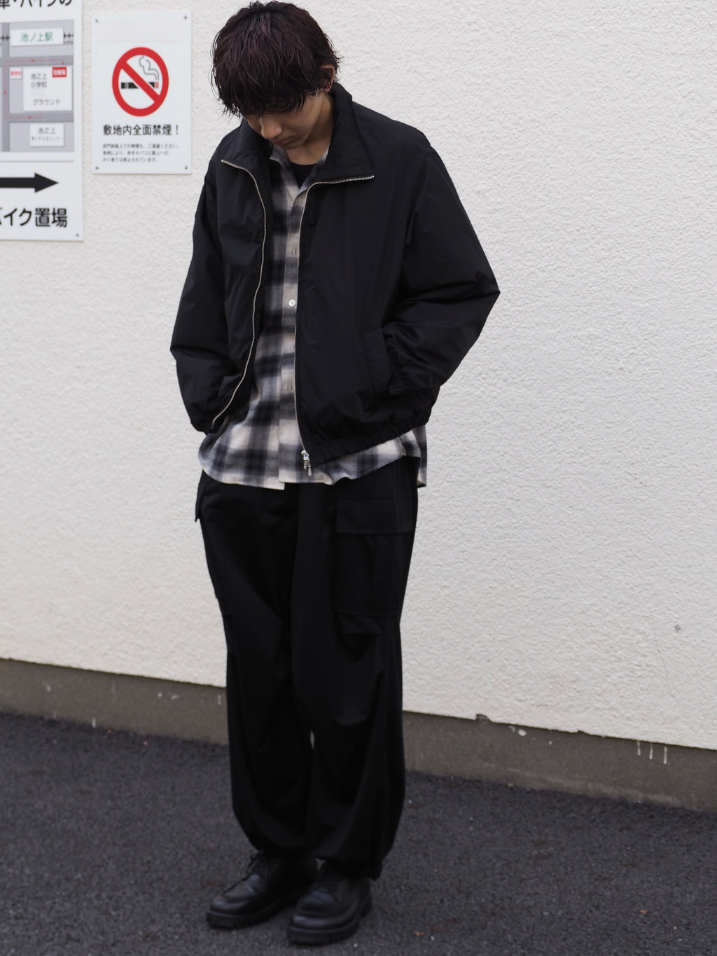 【sizeM LAST1】superNova. Quilted lining track jacket - Taffeta / Black