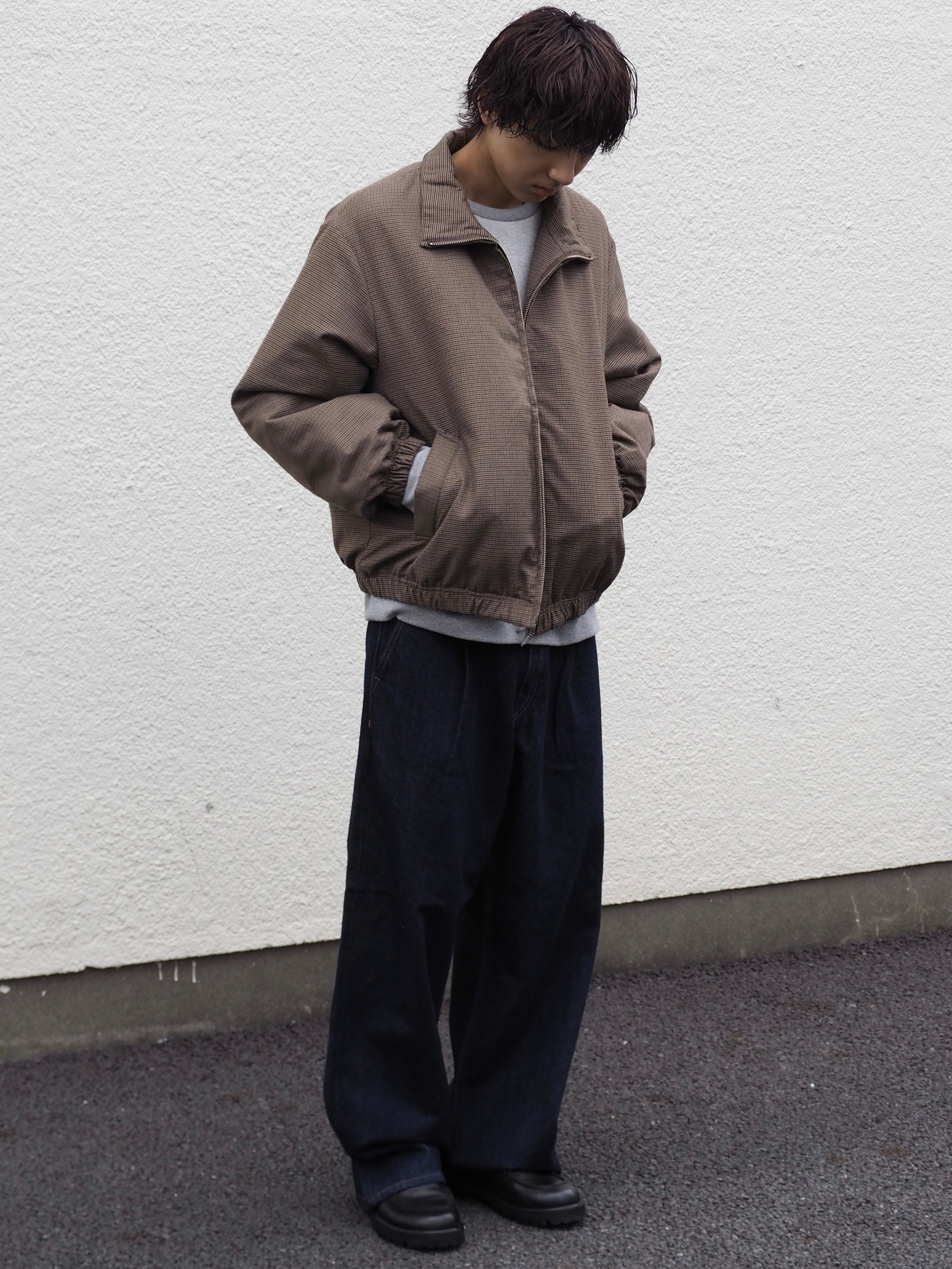 【LAST1】superNova. Quilted lining track jacket - Gun club check / Brown