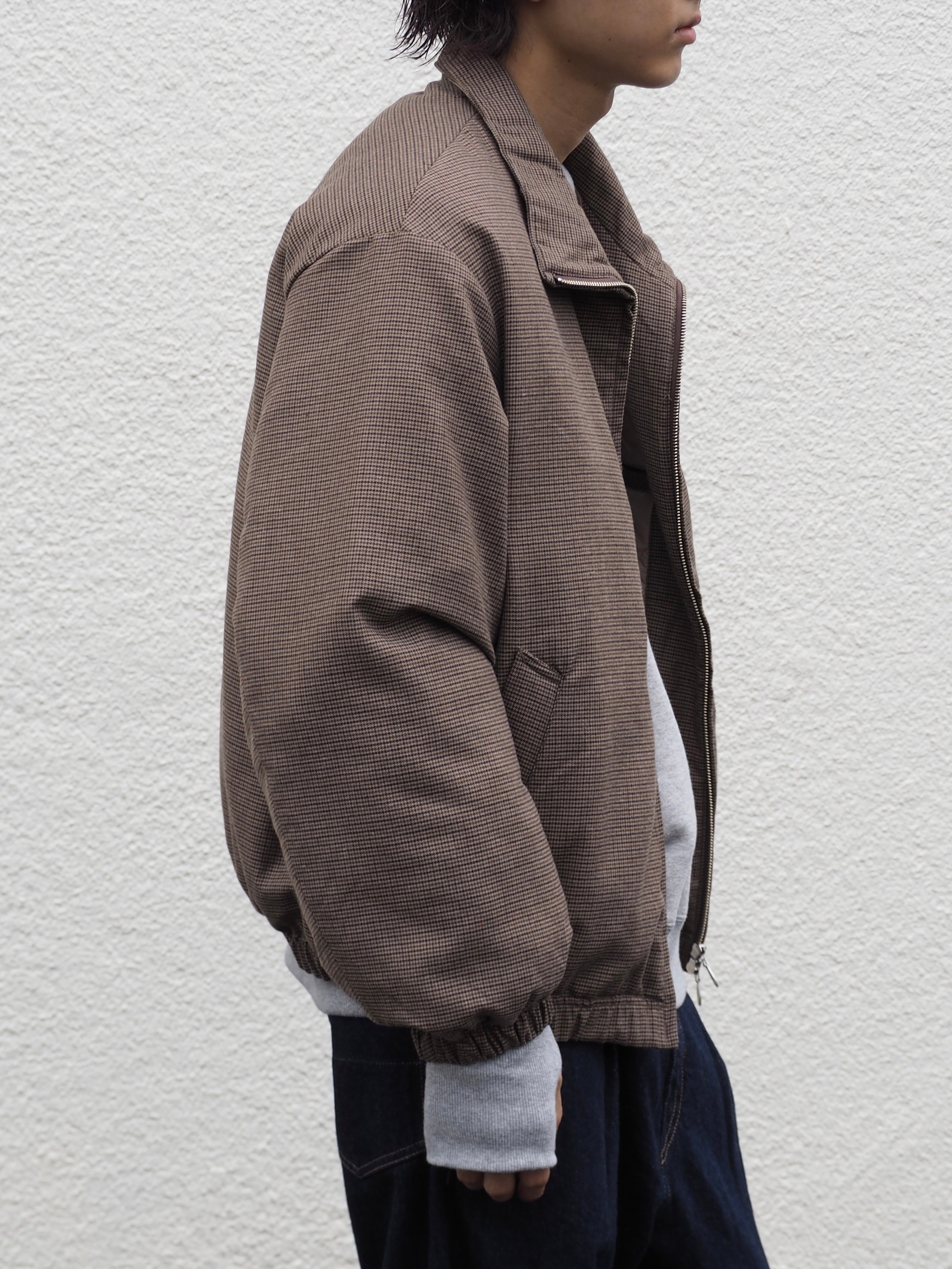 【LAST1】superNova. Quilted lining track jacket - Gun club check / Brown