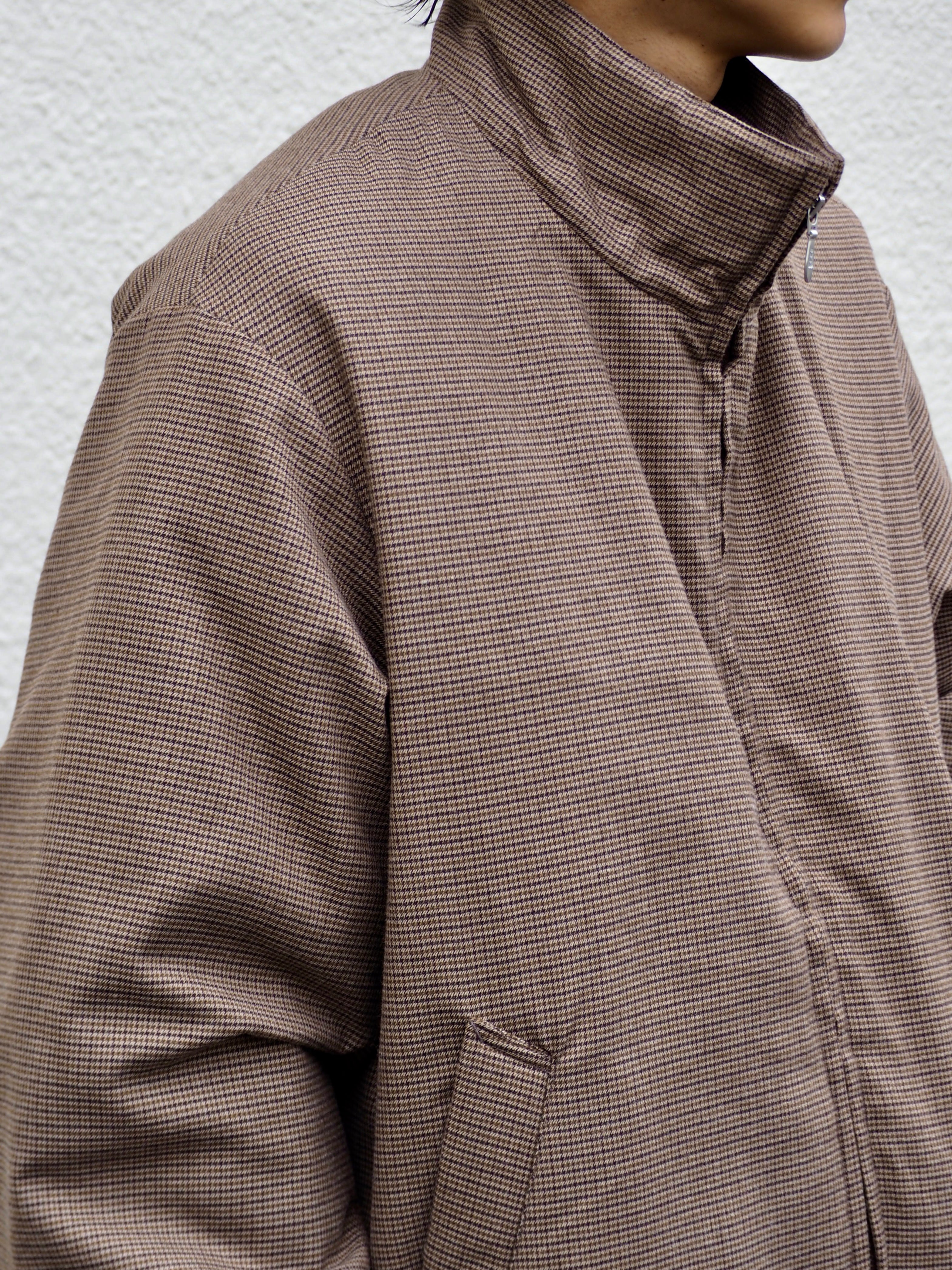 【LAST1】superNova. Quilted lining track jacket - Gun club check / Brown