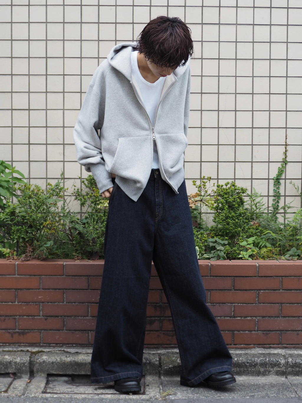 superNova. Oversized Jacquard Sweat Zip Hoodie / Gray