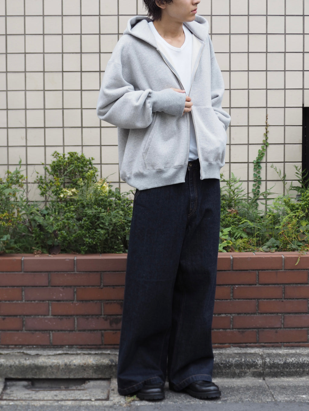 superNova. Oversized Jacquard Sweat Zip Hoodie / Gray