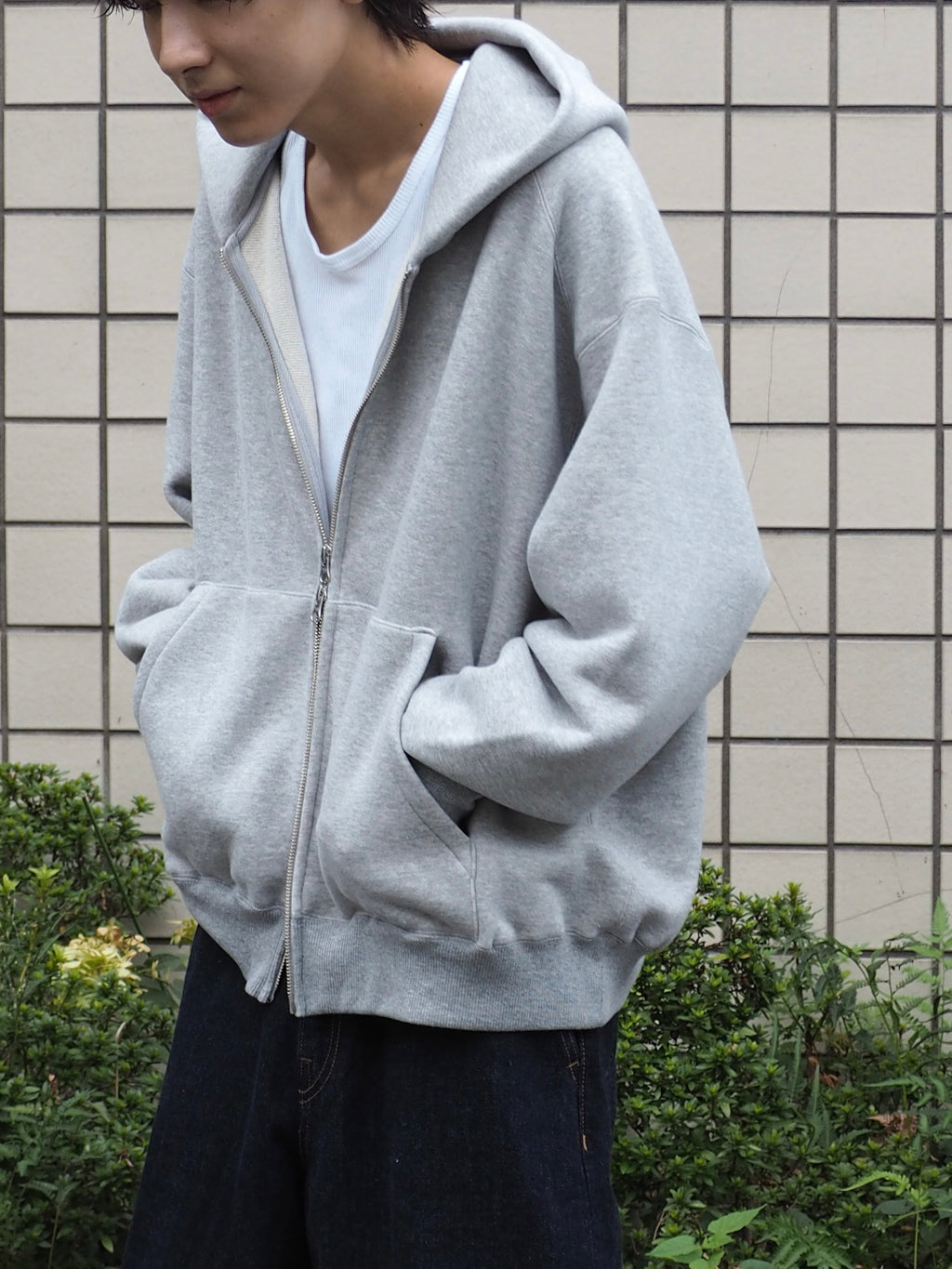 superNova. Oversized Jacquard Sweat Zip Hoodie / Gray