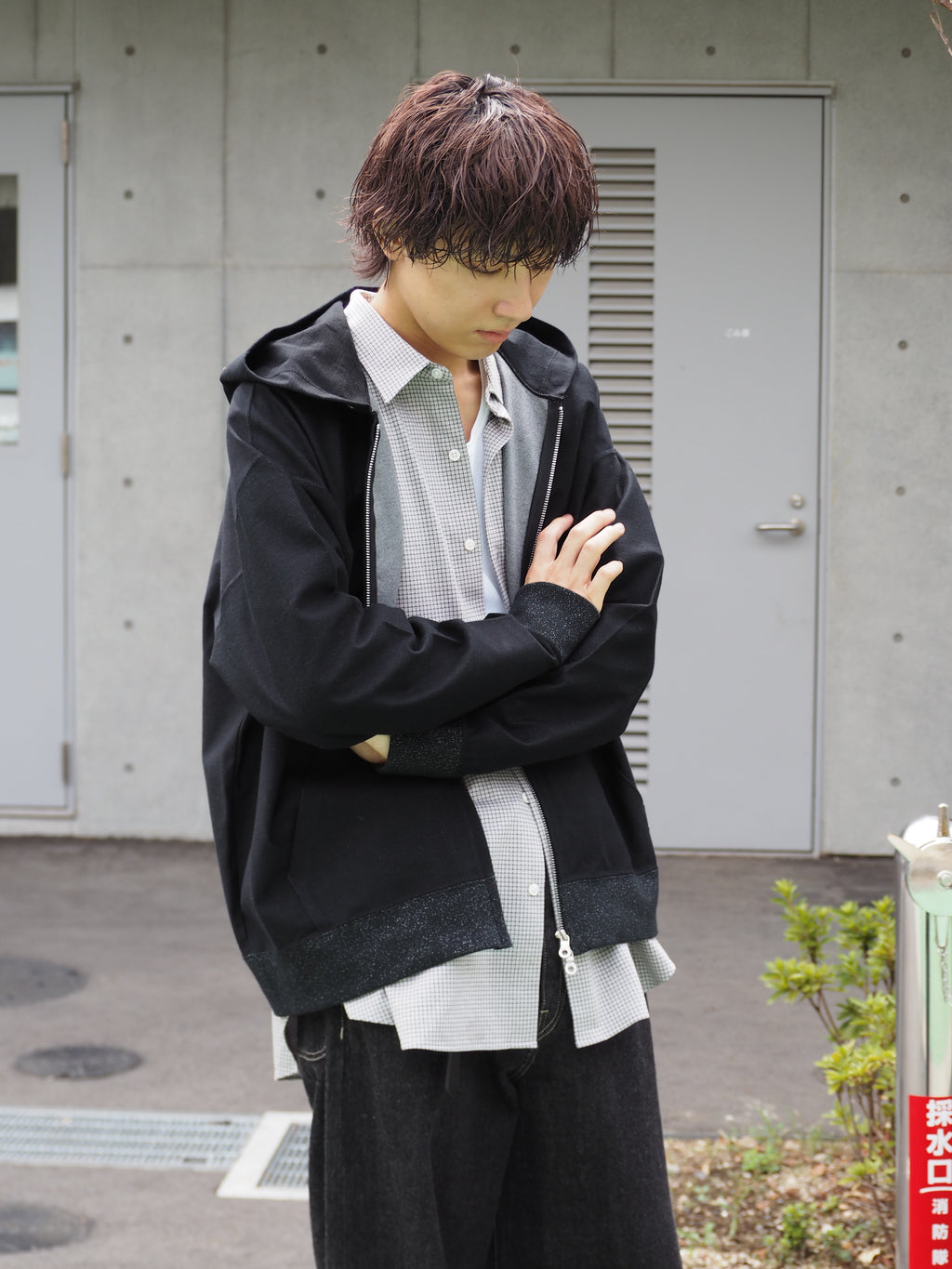 KANEMASA PHIL. 36G Glittery Zip Hoodie/ BLACK(Night Black)