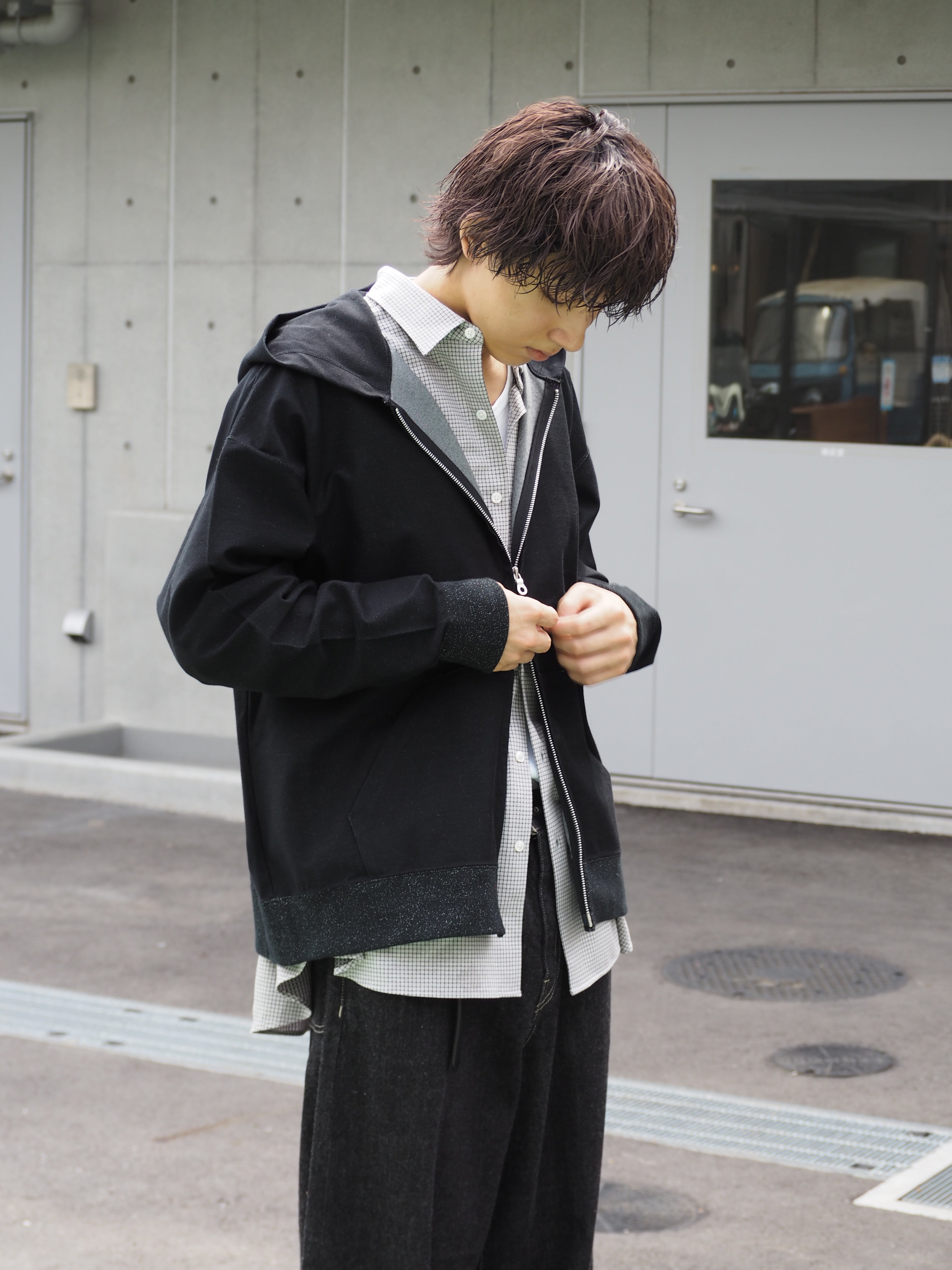 KANEMASA PHIL. 36G Glittery Zip Hoodie/ BLACK(Night Black)