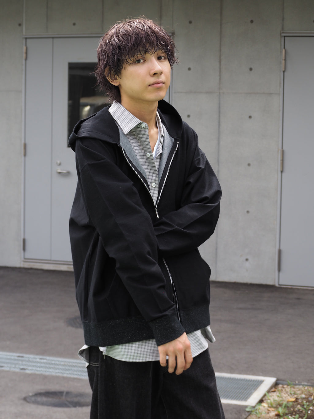 KANEMASA PHIL. 36G Glittery Zip Hoodie/ BLACK(Night Black)