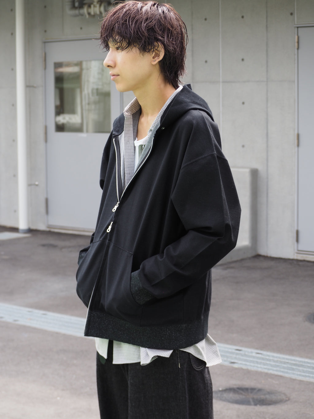 KANEMASA PHIL. 36G Glittery Zip Hoodie/ BLACK(Night Black)