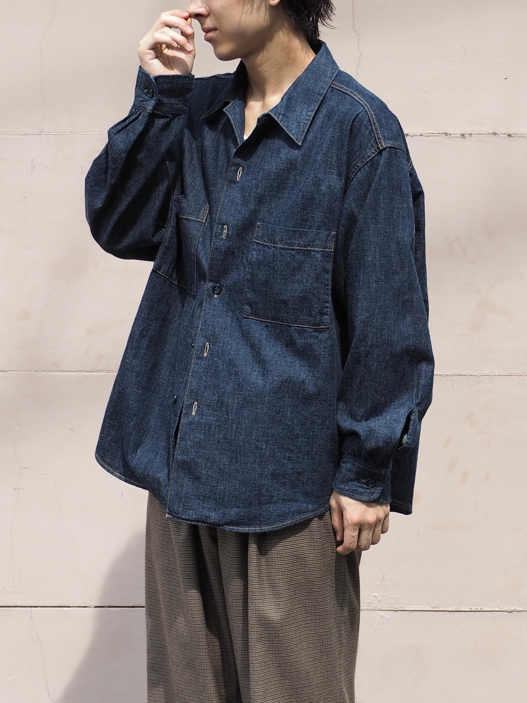 superNova. Denim big shirt - One wash  / Indigo