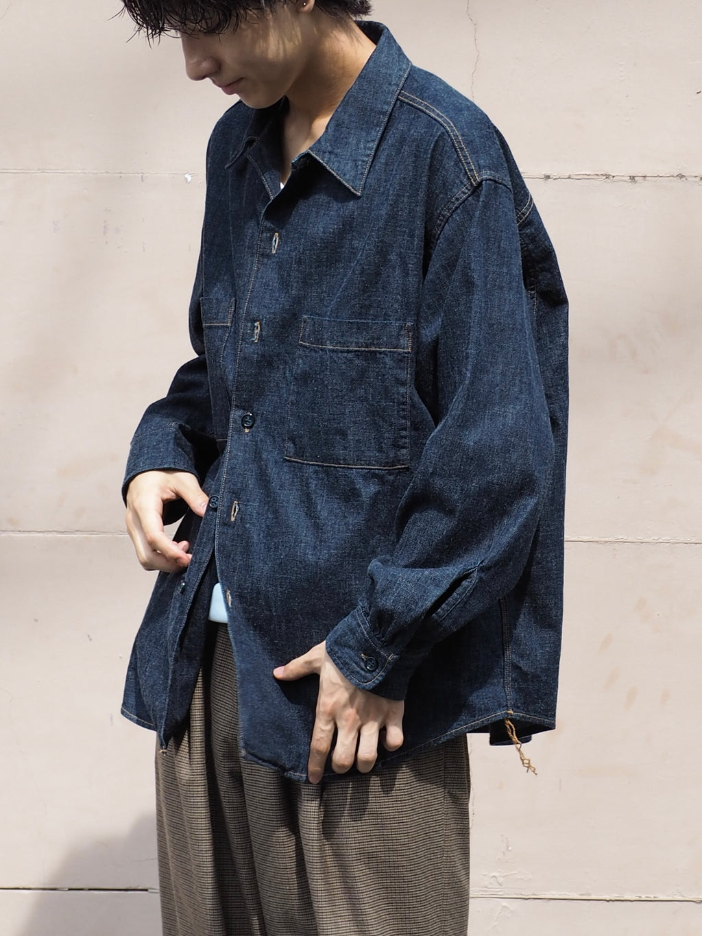 superNova. Denim big shirt - One wash  / Indigo