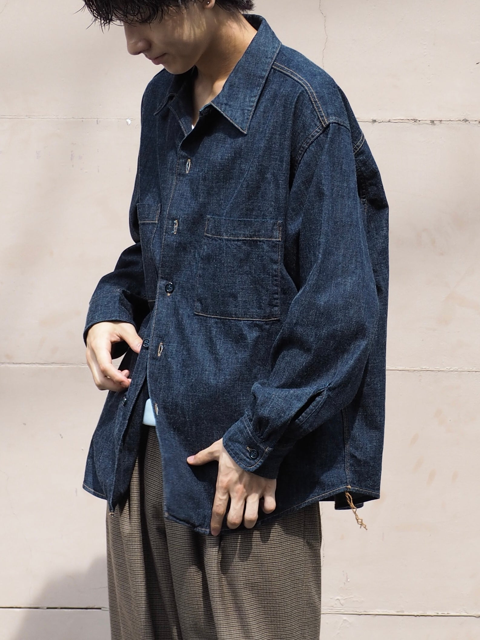 superNova. Denim big shirt - One wash  / Indigo