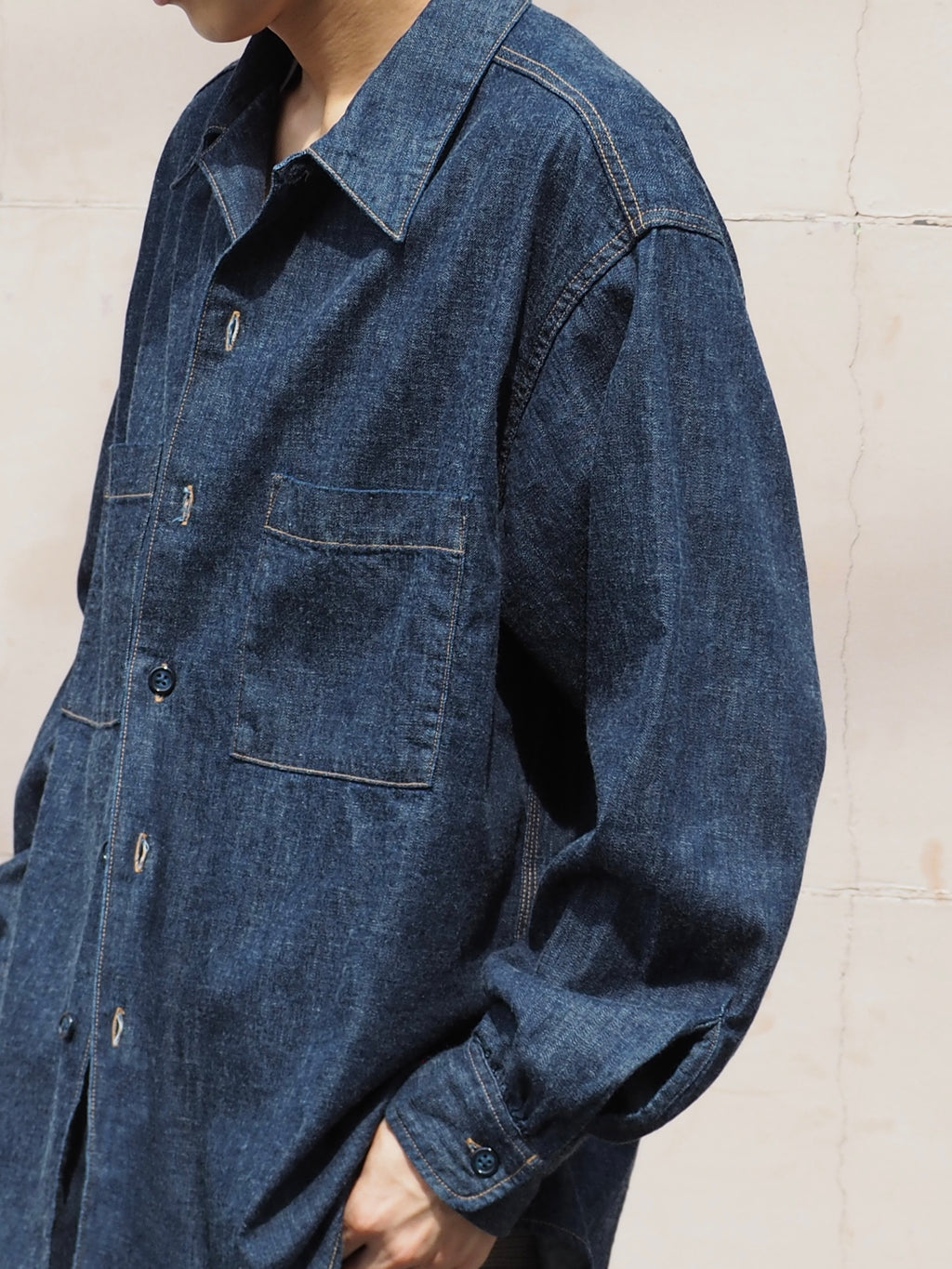superNova. Denim big shirt - One wash  / Indigo