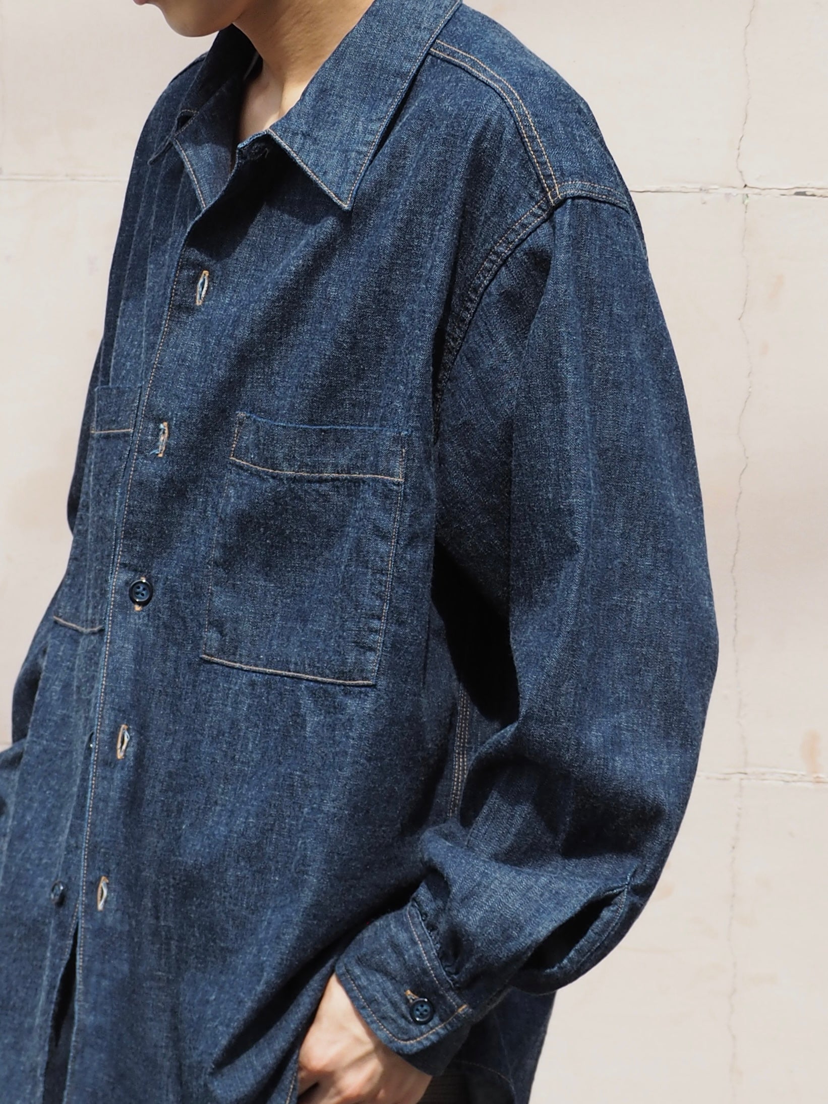 superNova. Denim big shirt - One wash  / Indigo
