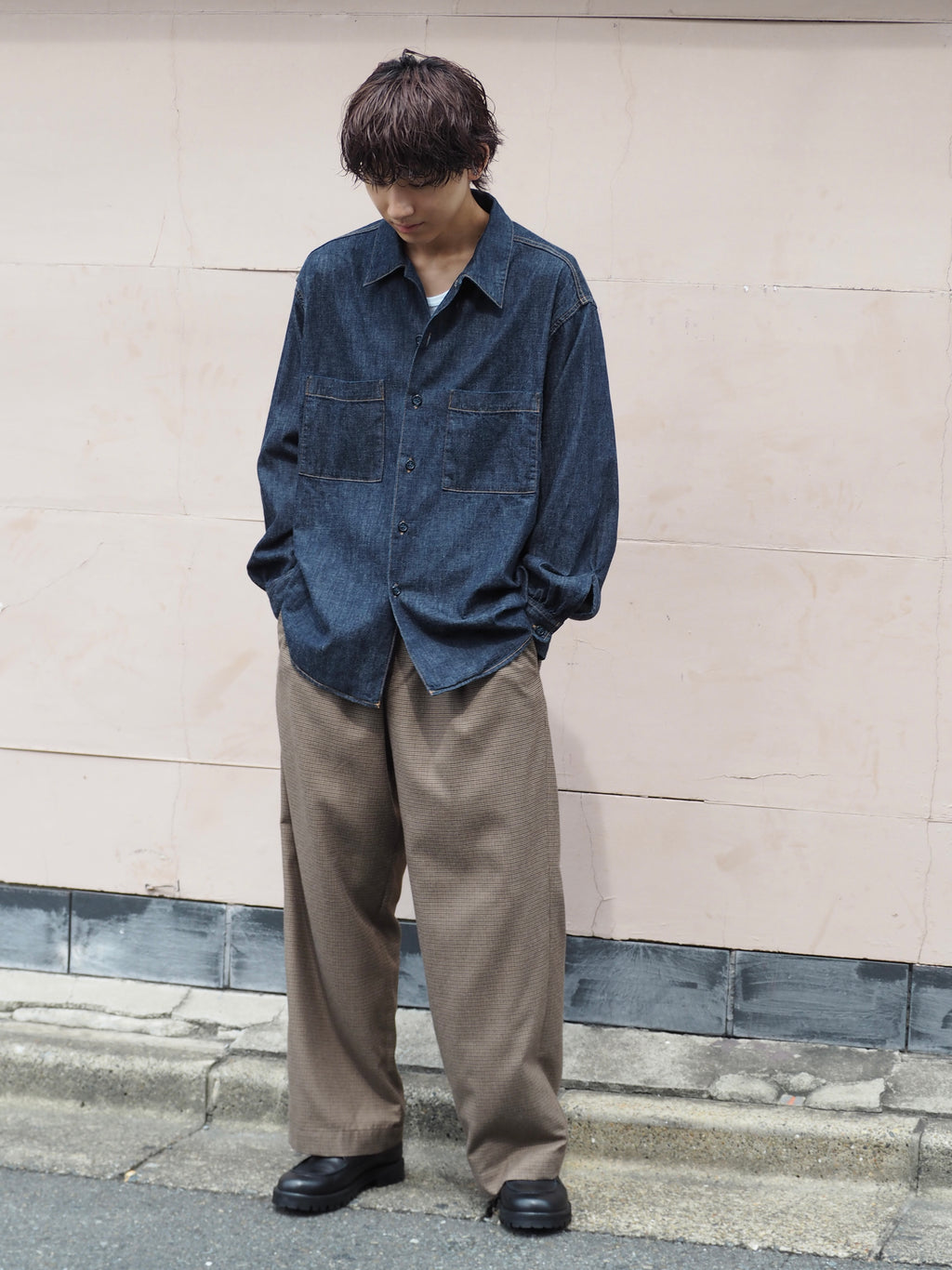 superNova. Denim big shirt - One wash  / Indigo