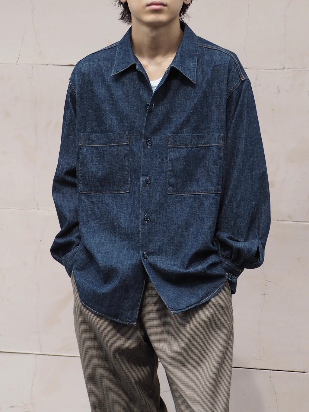 superNova. Denim big shirt - One wash  / Indigo