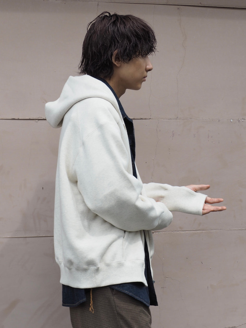 superNova. Oversized Jacquard Sweat Zip Hoodie / Oatmeal