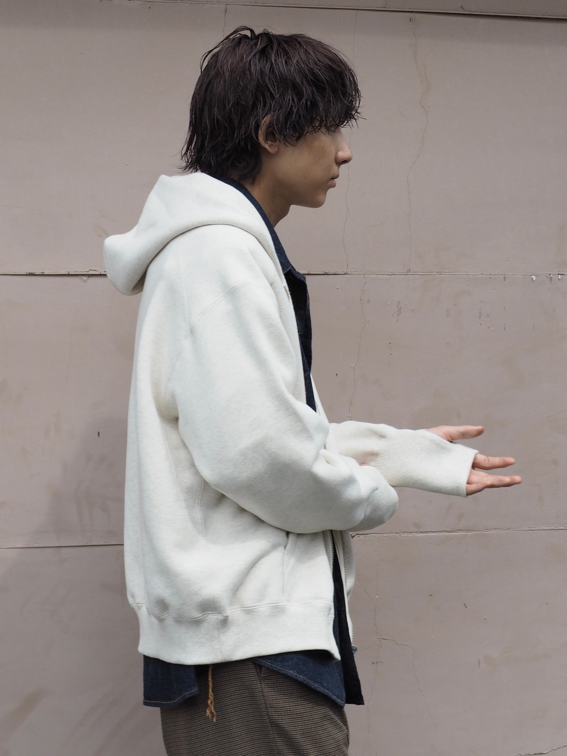 superNova. Oversized Jacquard Sweat Zip Hoodie / Oatmeal