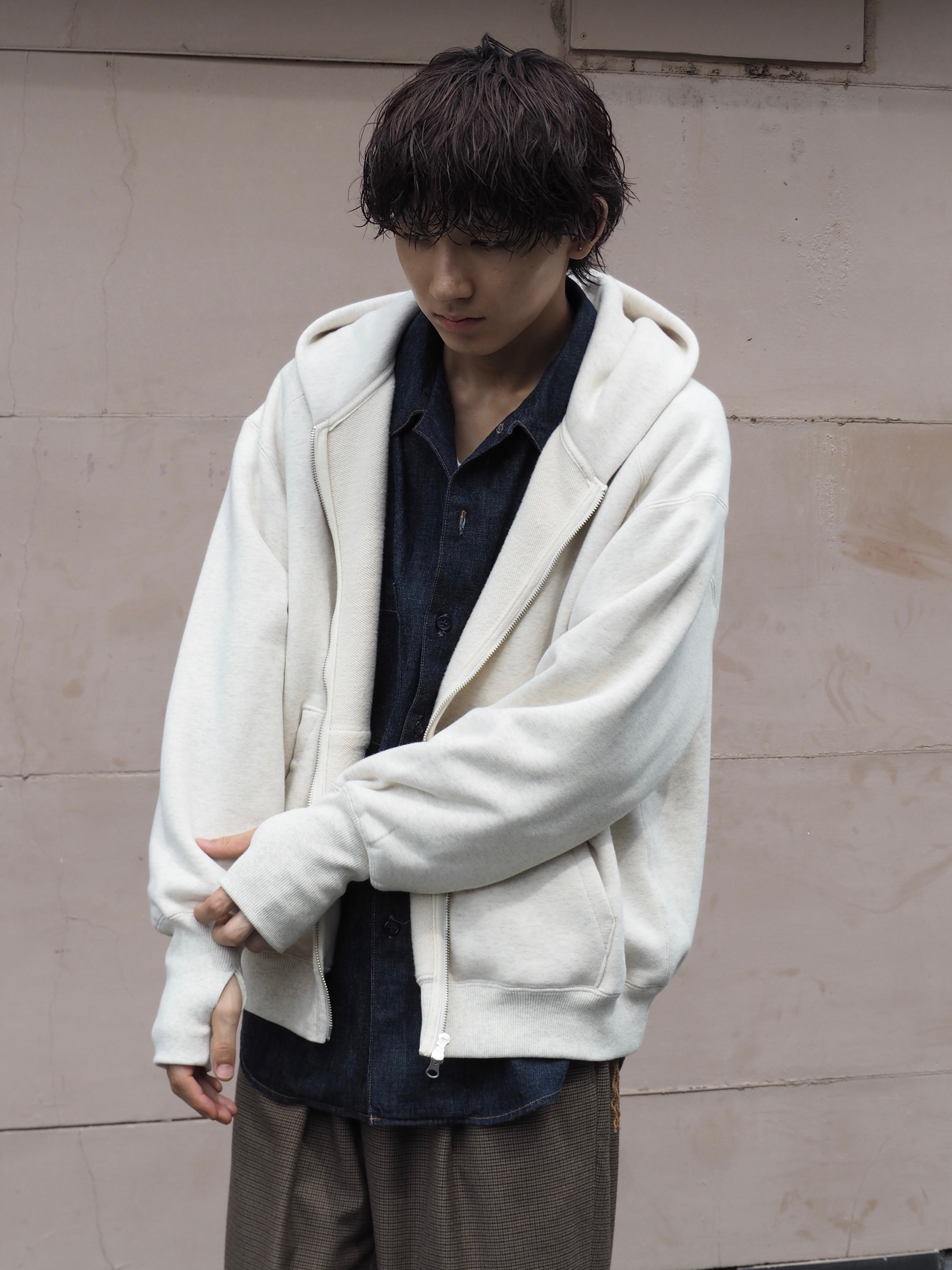 superNova. Oversized Jacquard Sweat Zip Hoodie / Oatmeal