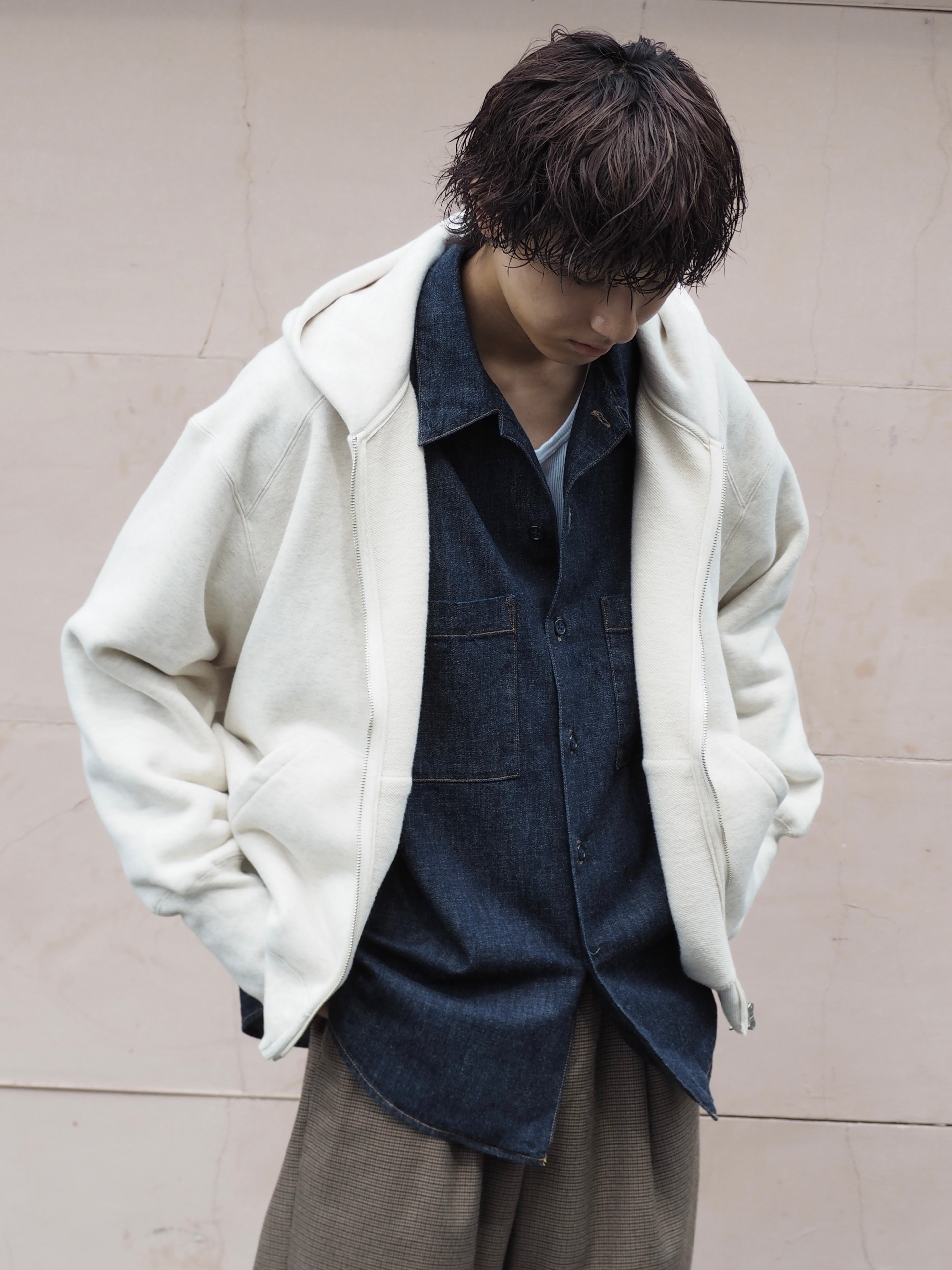 superNova. Oversized Jacquard Sweat Zip Hoodie / Oatmeal
