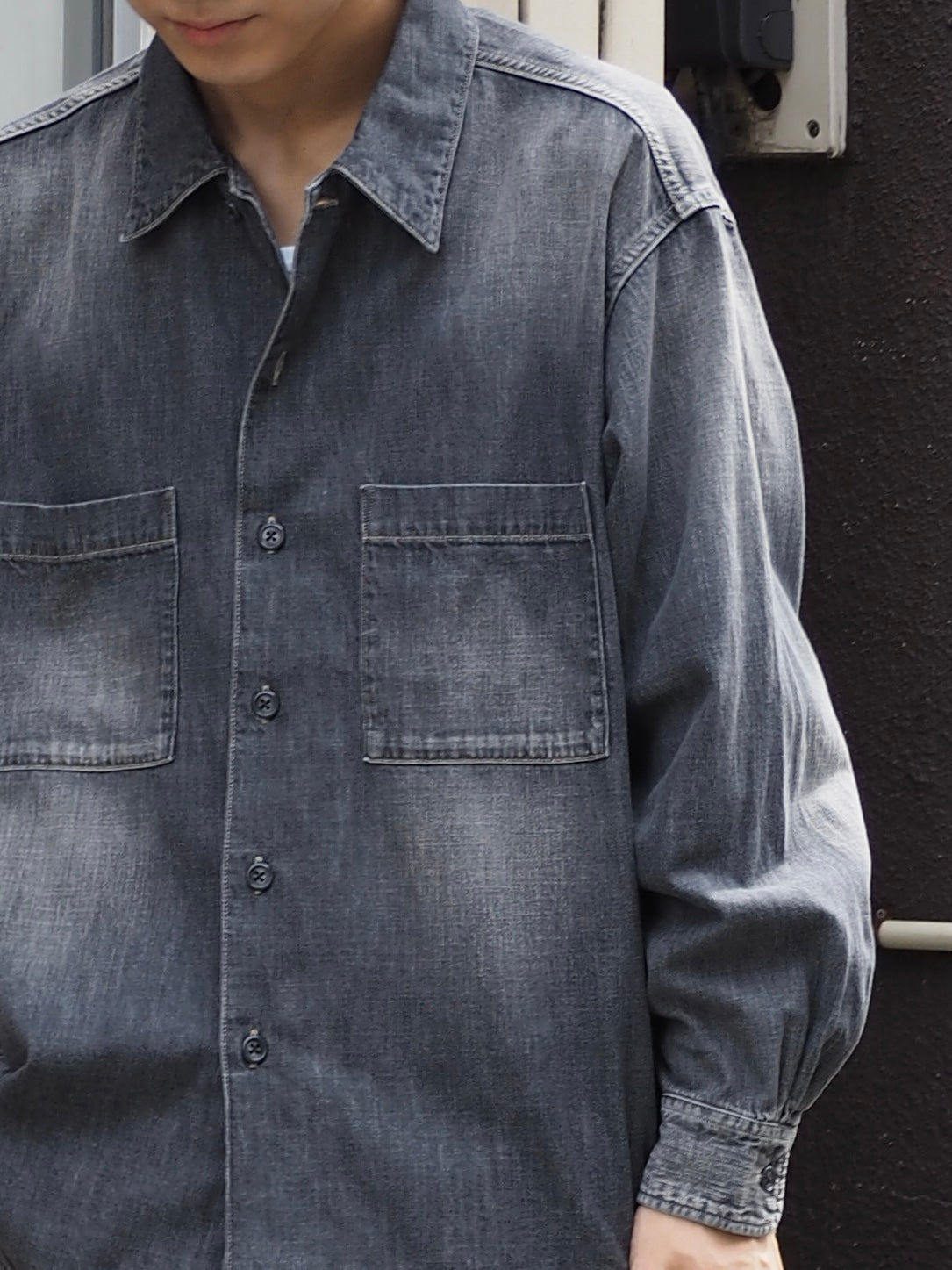 superNova. Denim big shirt - Old vintage wash / Mid black