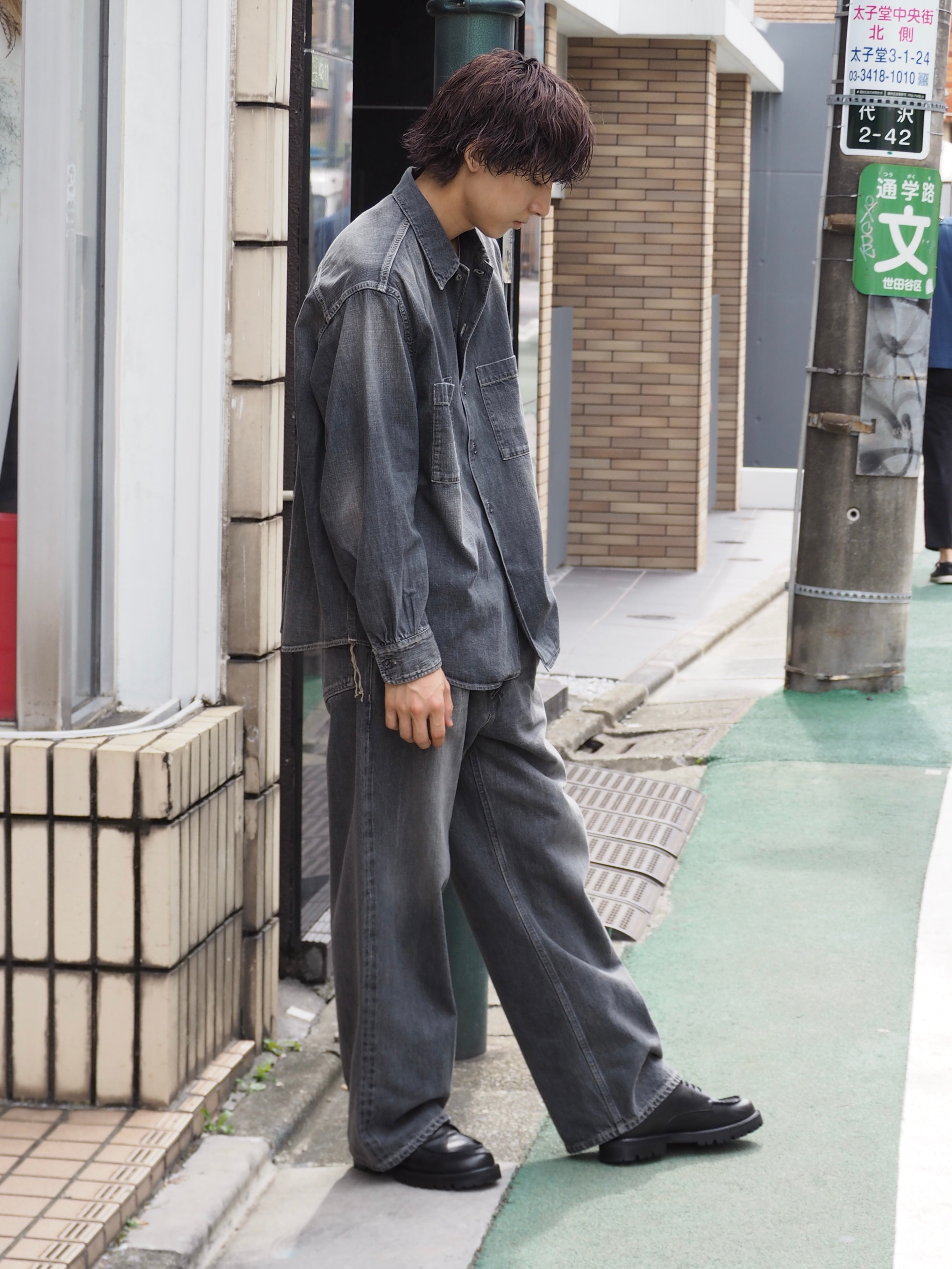 superNova. Denim big shirt - Old vintage wash / Mid black