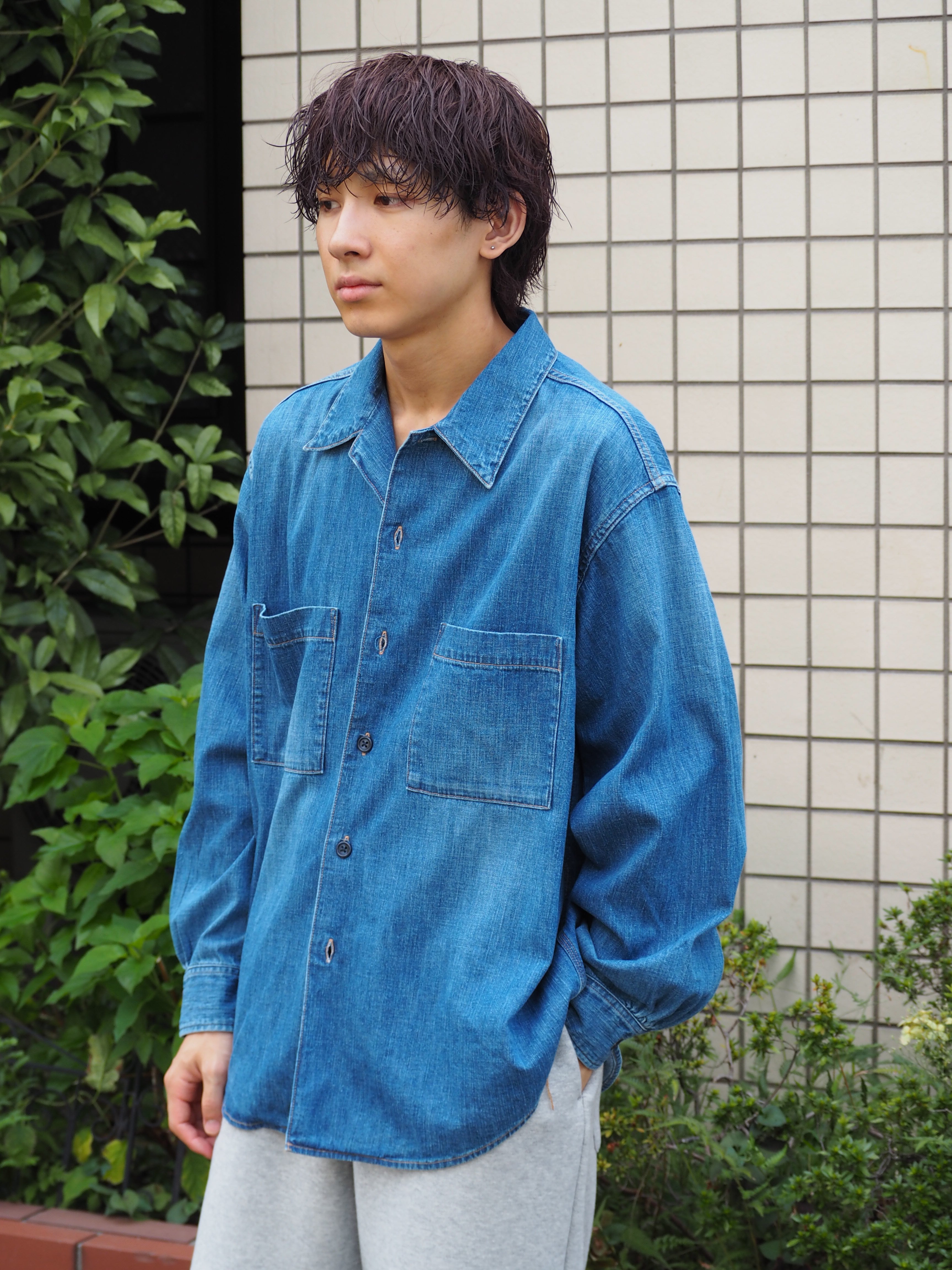 superNova. Denim big shirt - Old vintage wash / Mid indigo