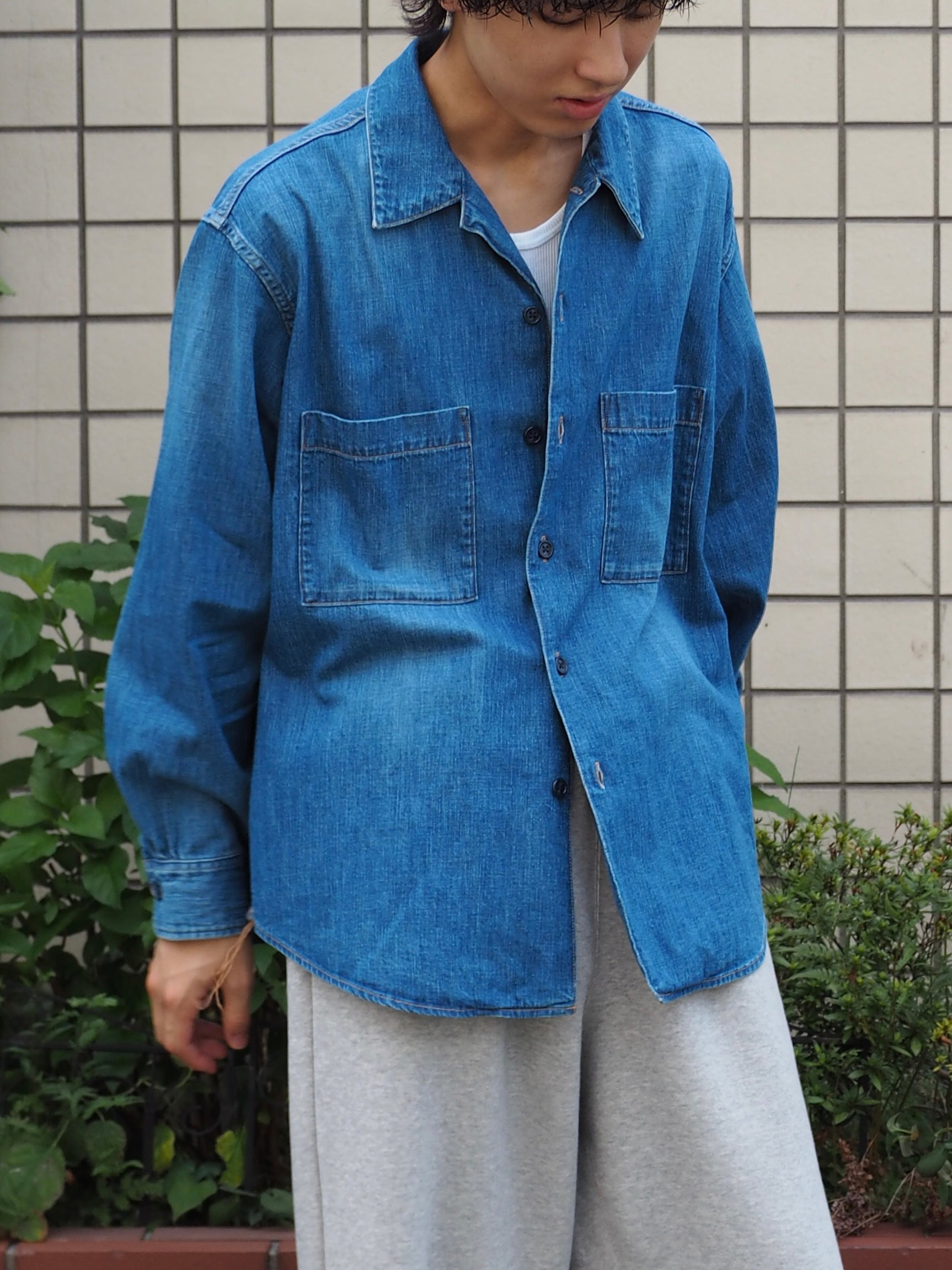 superNova. Denim big shirt - Old vintage wash / Mid indigo