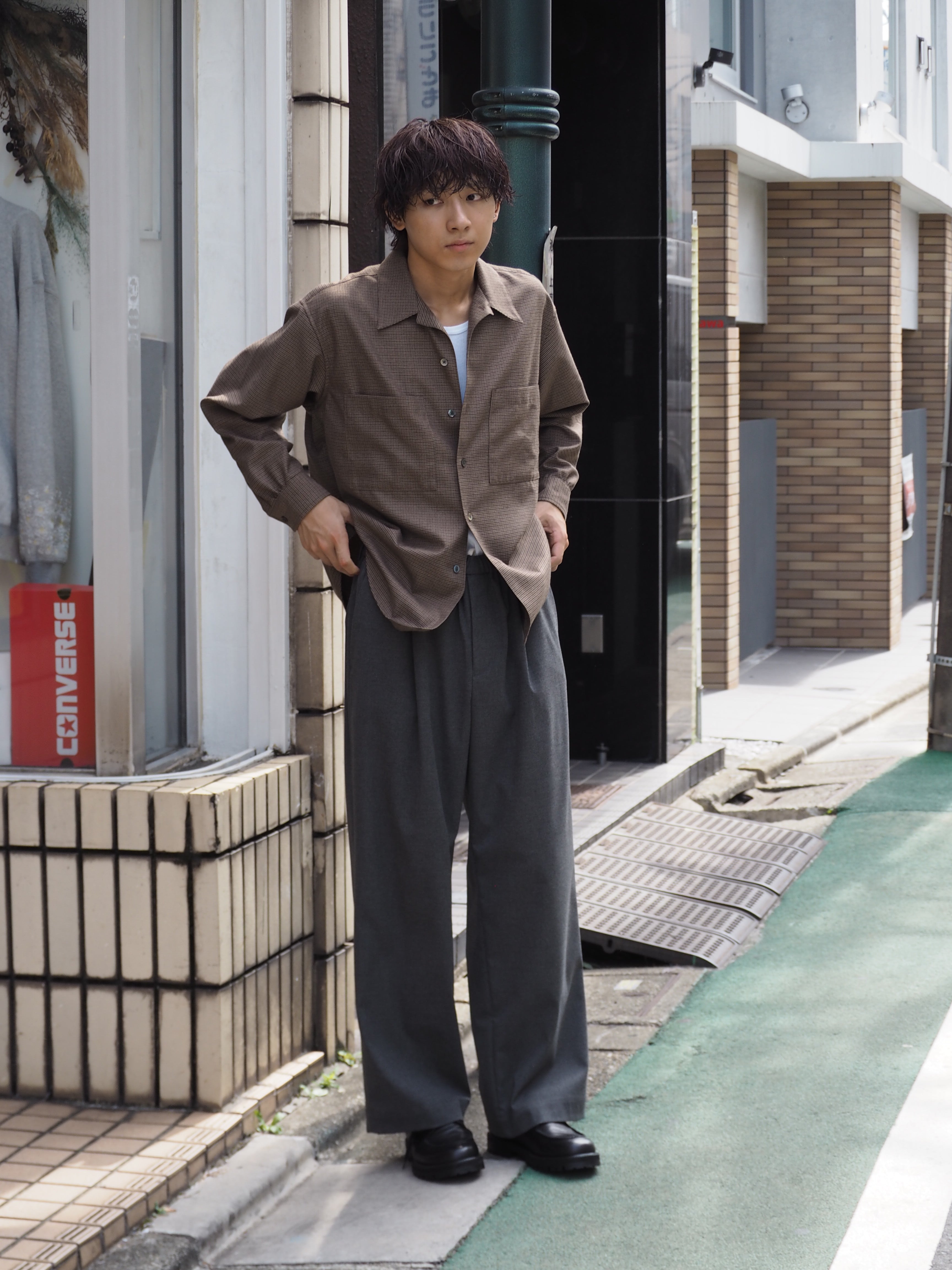 superNova. Split yoke big shirt - Gun club check / Brown