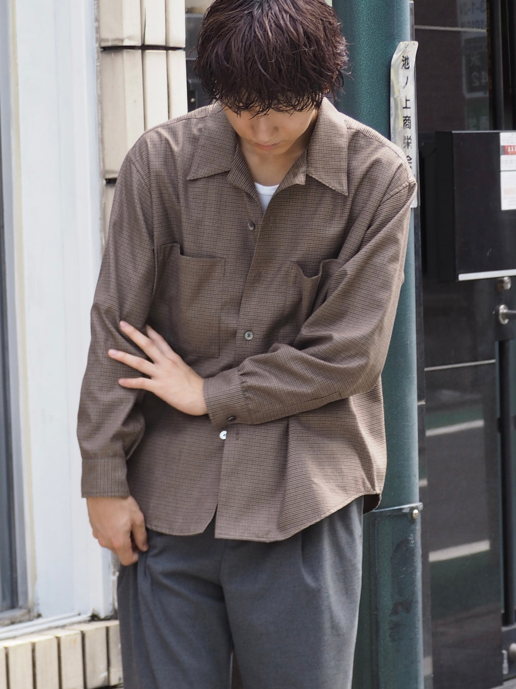 superNova. Split yoke big shirt - Gun club check / Brown