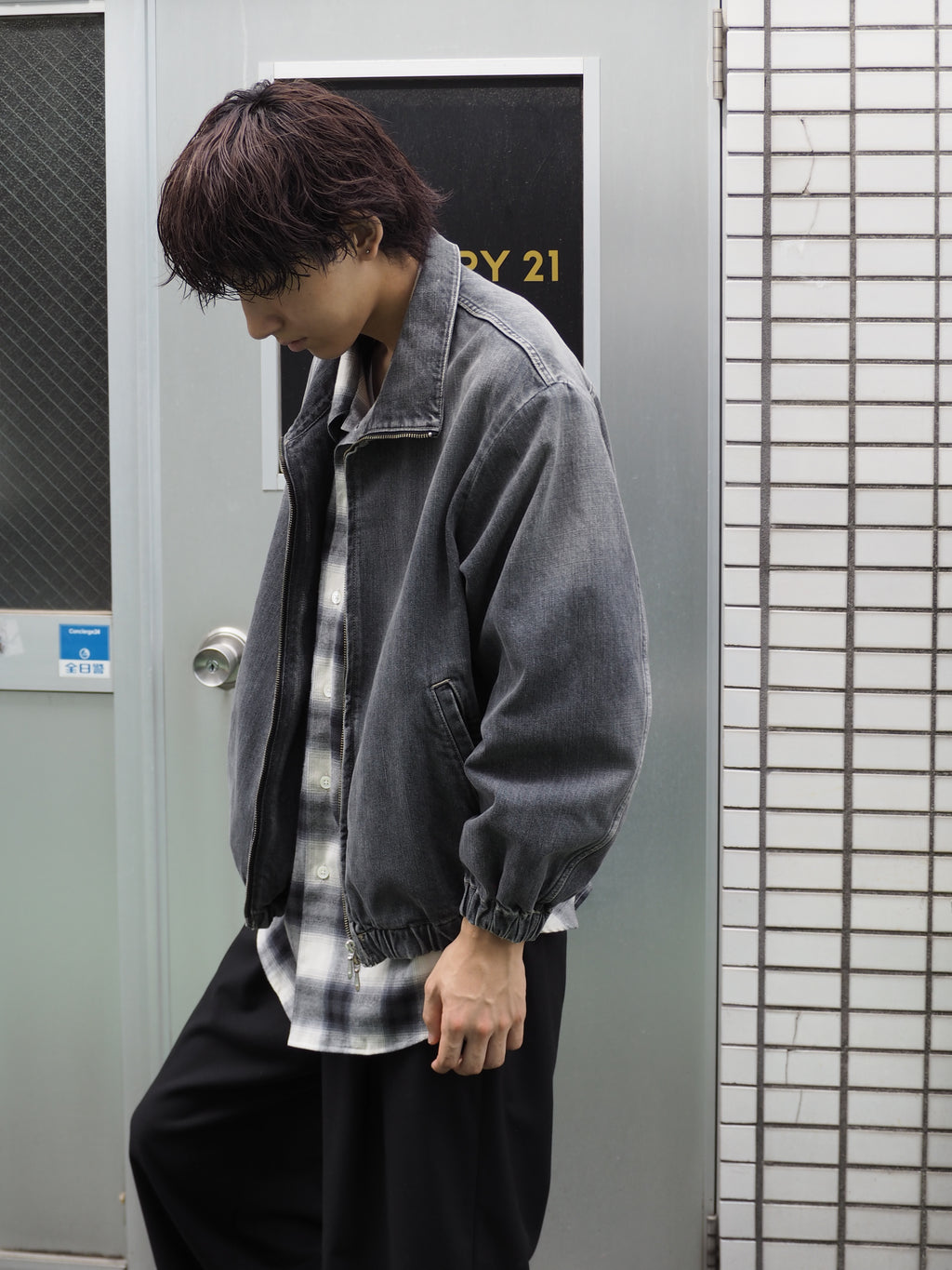 superNova. Denim track jacket - Old vintage wash / Mid black