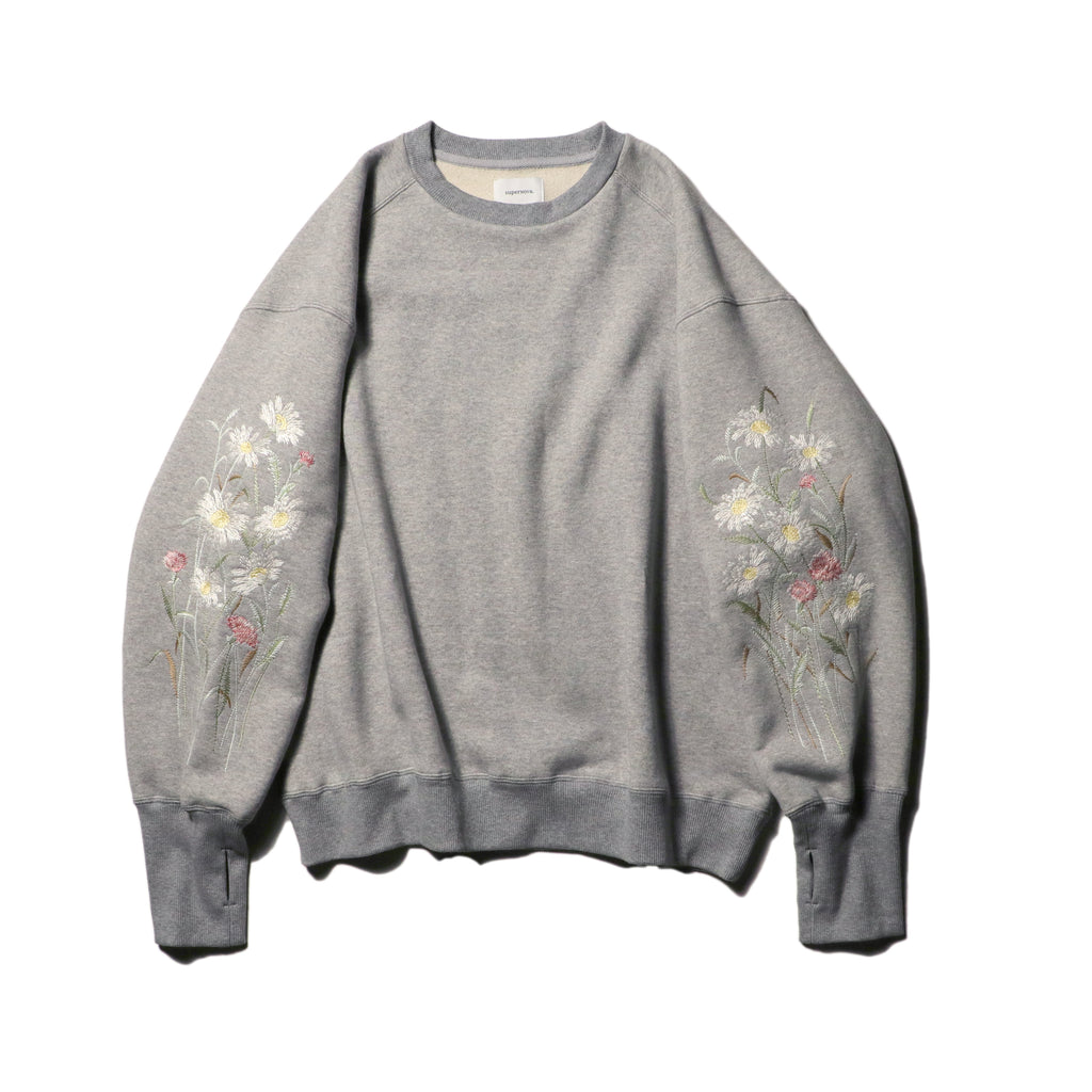 superNova. Ex.Embroidery crew sweat / Gray